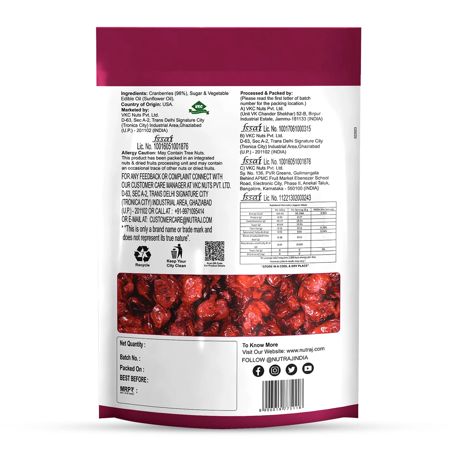 Berries Combo Pack of 2 – Nutraj Blueberry 150 g & Cranberry 180 g (Total 330 g) - Image 3