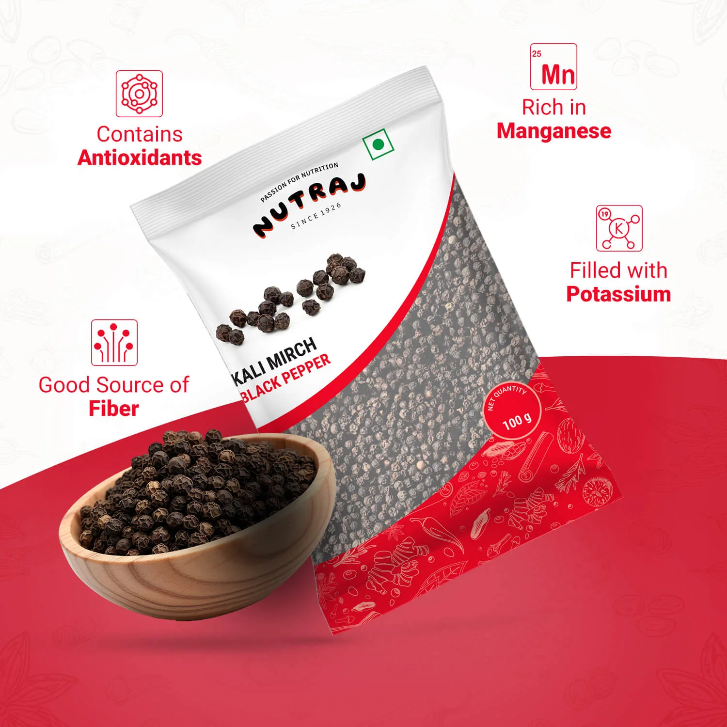 Nutraj Black Pepper (Kali Mirch) 100 gm - Image 3