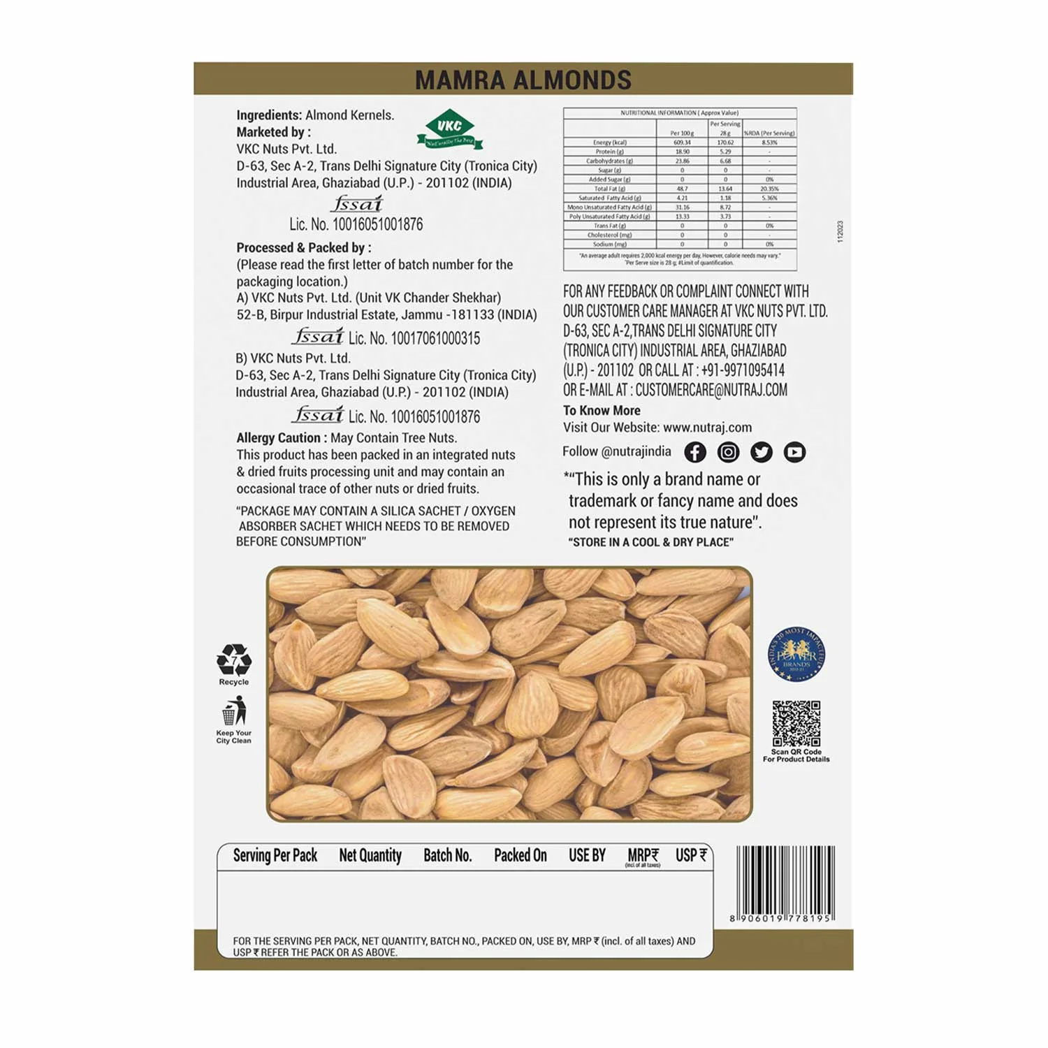 Nutraj Anmol Jumbo Size Mamra Almonds 500gm - Image 3