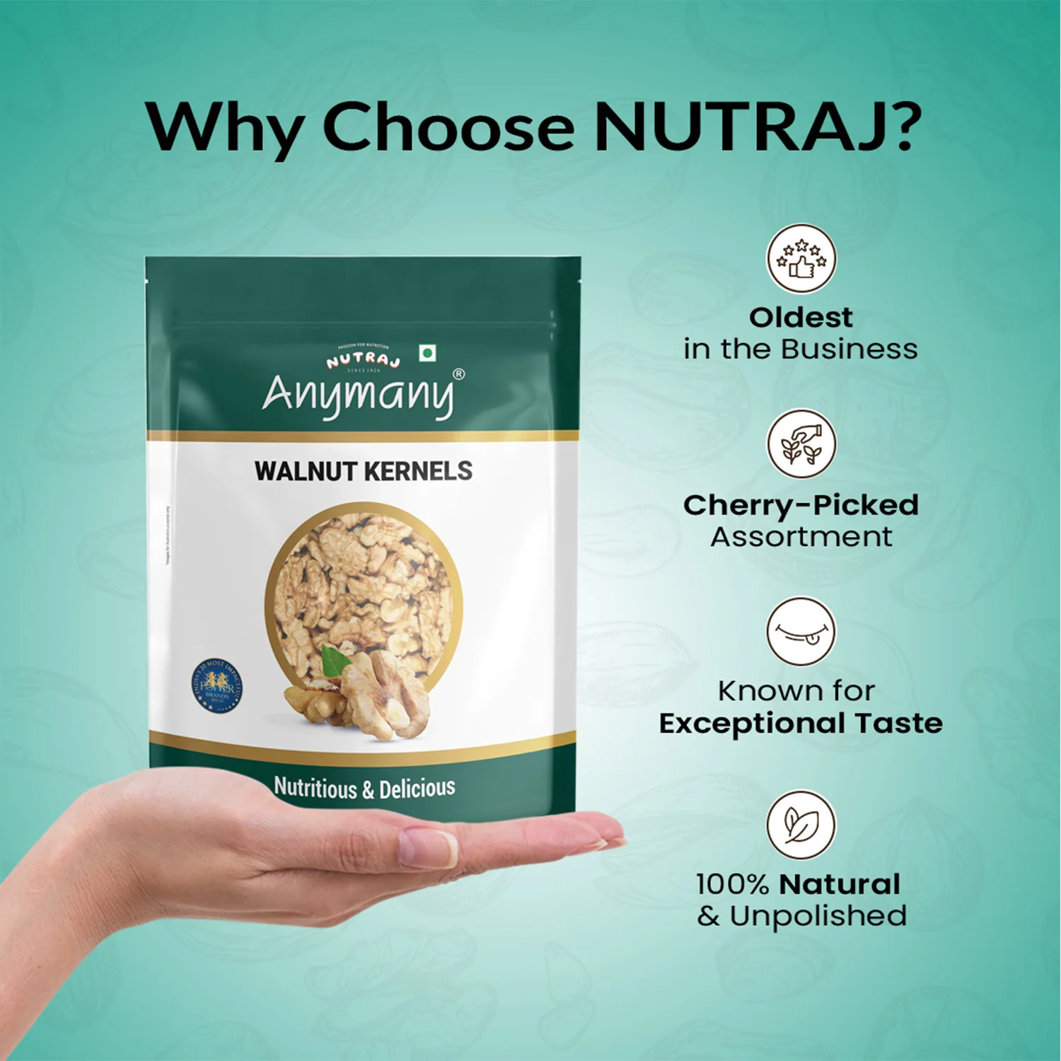 Nutraj Anymany Walnut Kernels 400gm - Image 5
