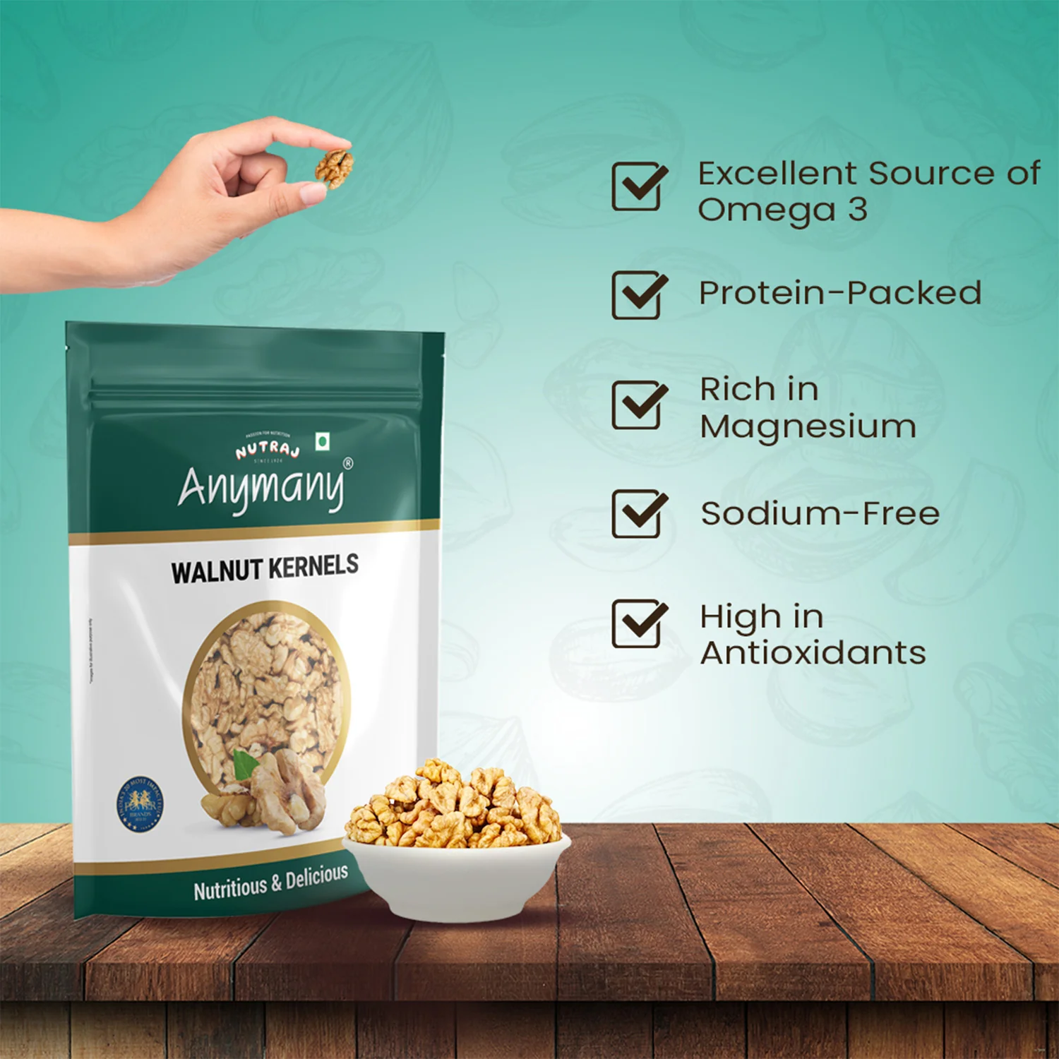 Nutraj Anymany Walnut Kernels 400gm - Image 7