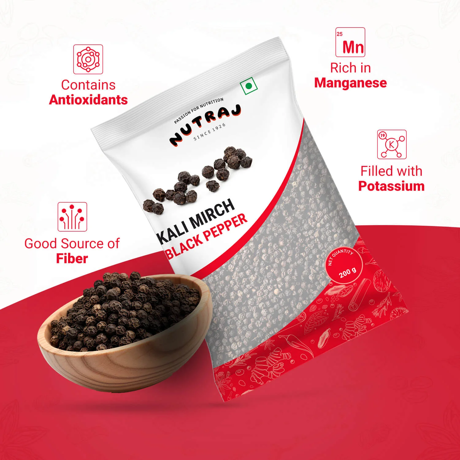 Nutraj Black Pepper (Kali Mirch) 200gm - Image 3