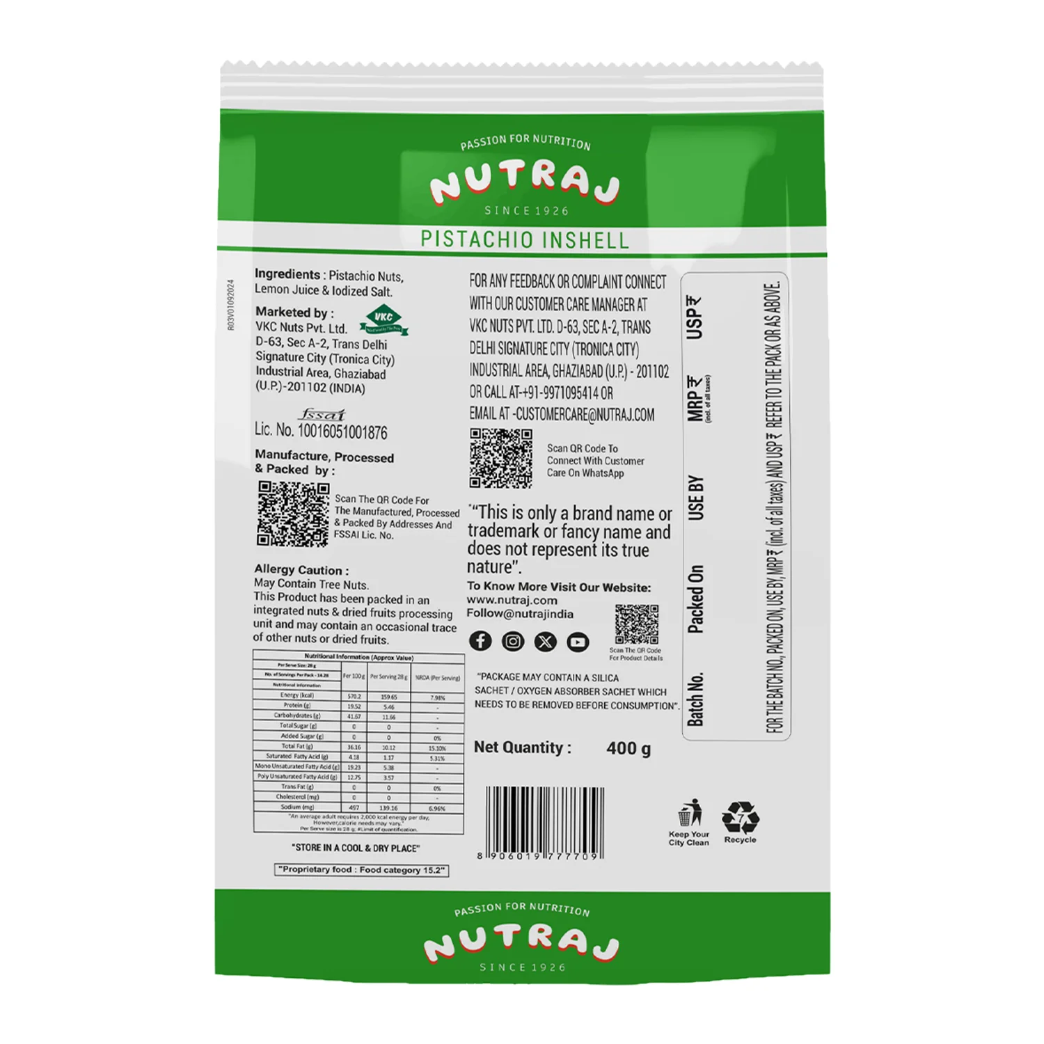 Nutraj California Roasted & Salted Pistachios Inshell (Pista) 400gm - Image 3