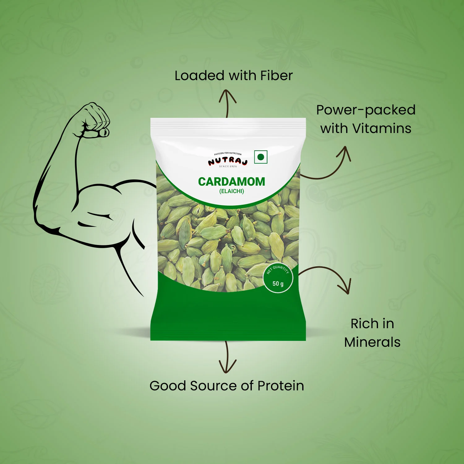Nutraj Cardamom (Elaichi) 50gm - Image 3