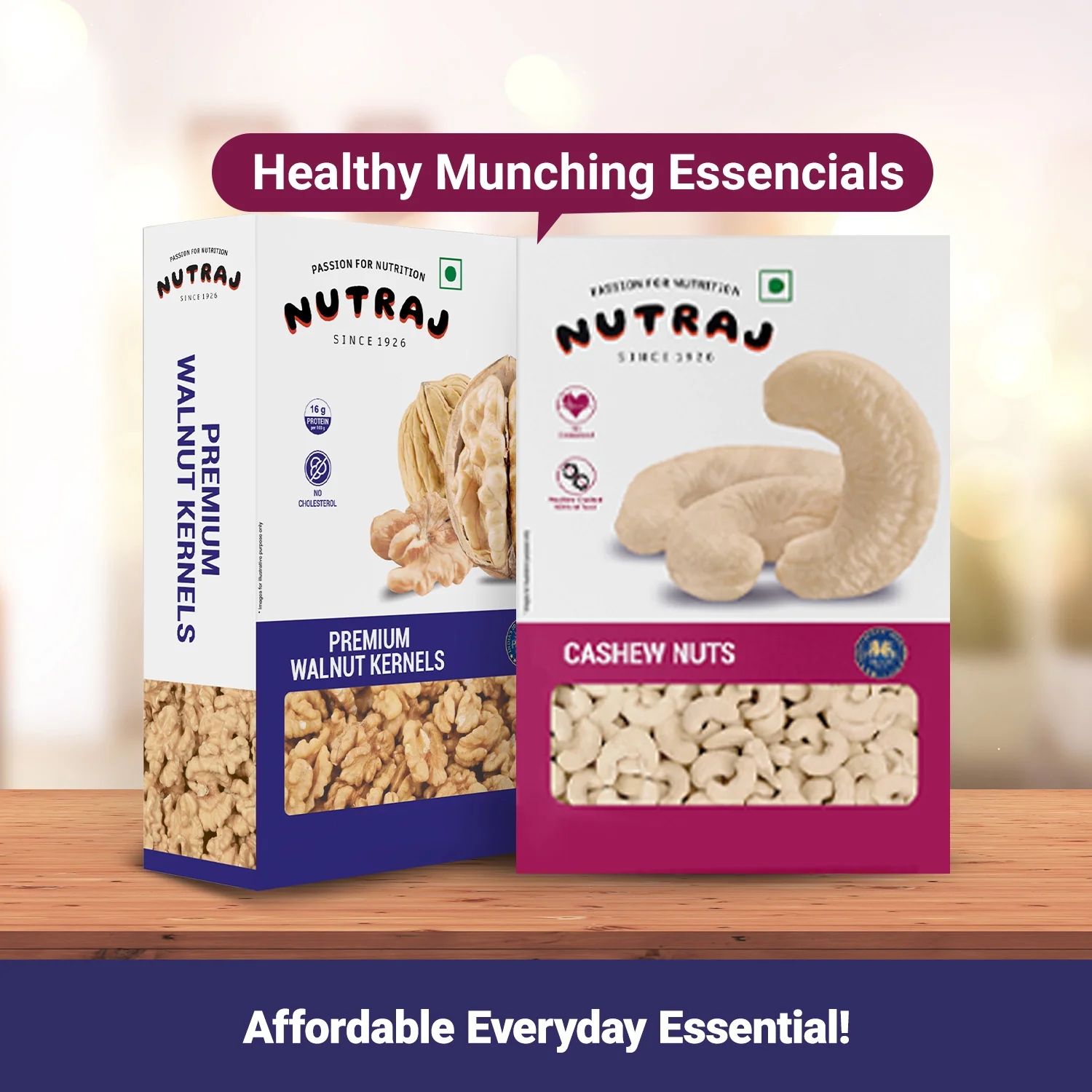 Nutraj Dry Fruits Combo 400g – Cashew Nuts and Walnut Kernels  200g Each - Image 2