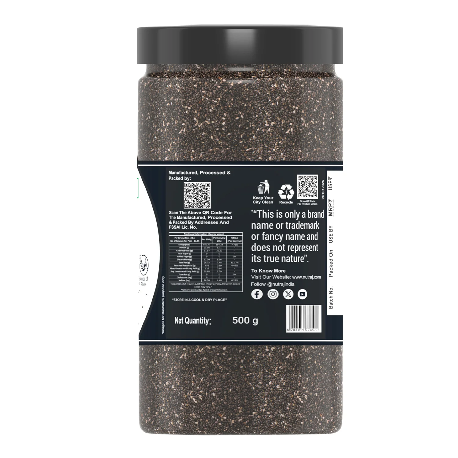 Nutraj Chia Seeds 500g Jar - Image 4