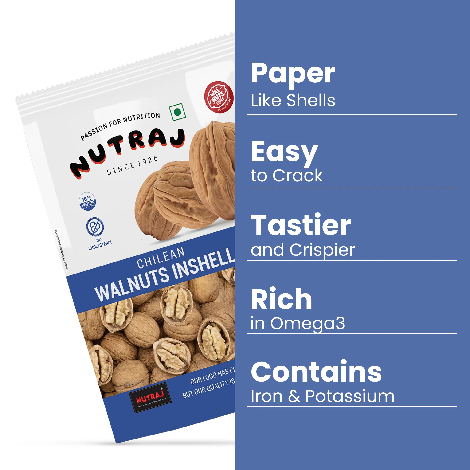 Nutraj Chilean Walnut Inshell 500gm - Image 4