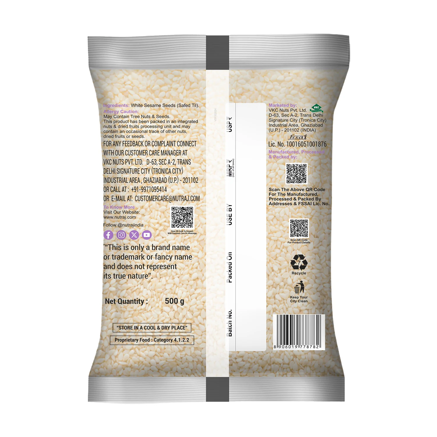 Nutraj Classic White Sesame Seeds (Safed Til) 500g - Image 7