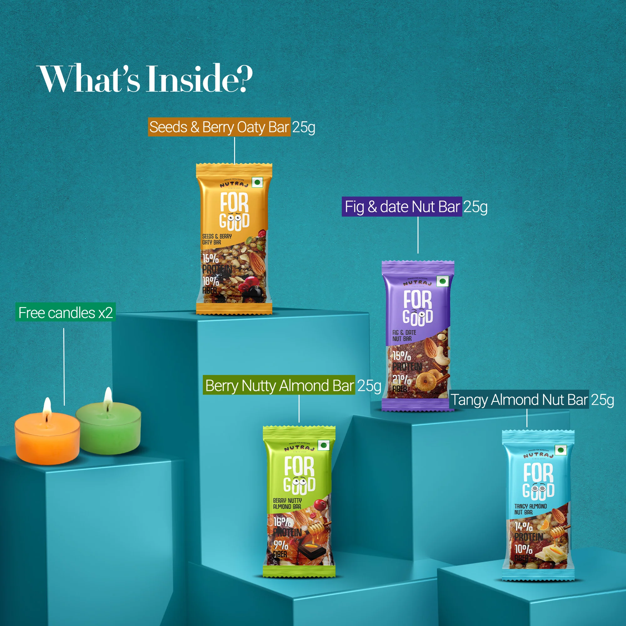 Nutraj Diwali Gift Box 100gm With 2 Candles - Image 2