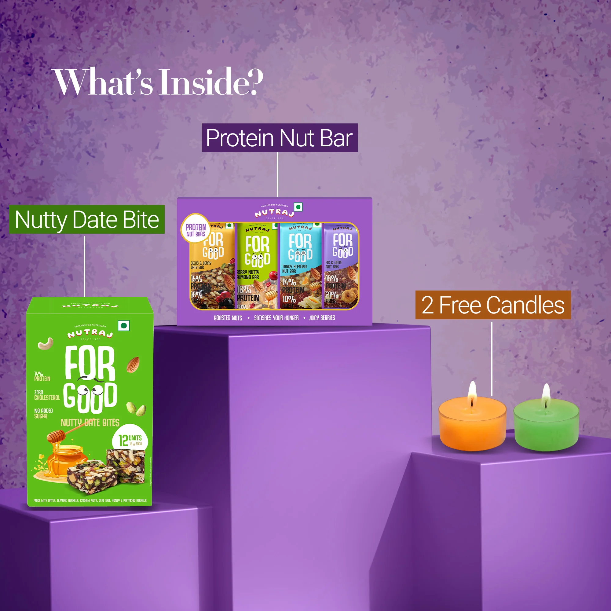 Nutraj Diwali Gift Hamper 280gm With 2 Candles - Image 2