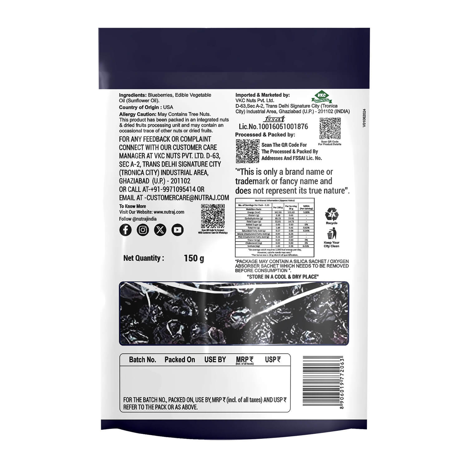 Nutraj Dried Blueberries 150gm – Naturally Sweet & Delicious Snack - Image 3