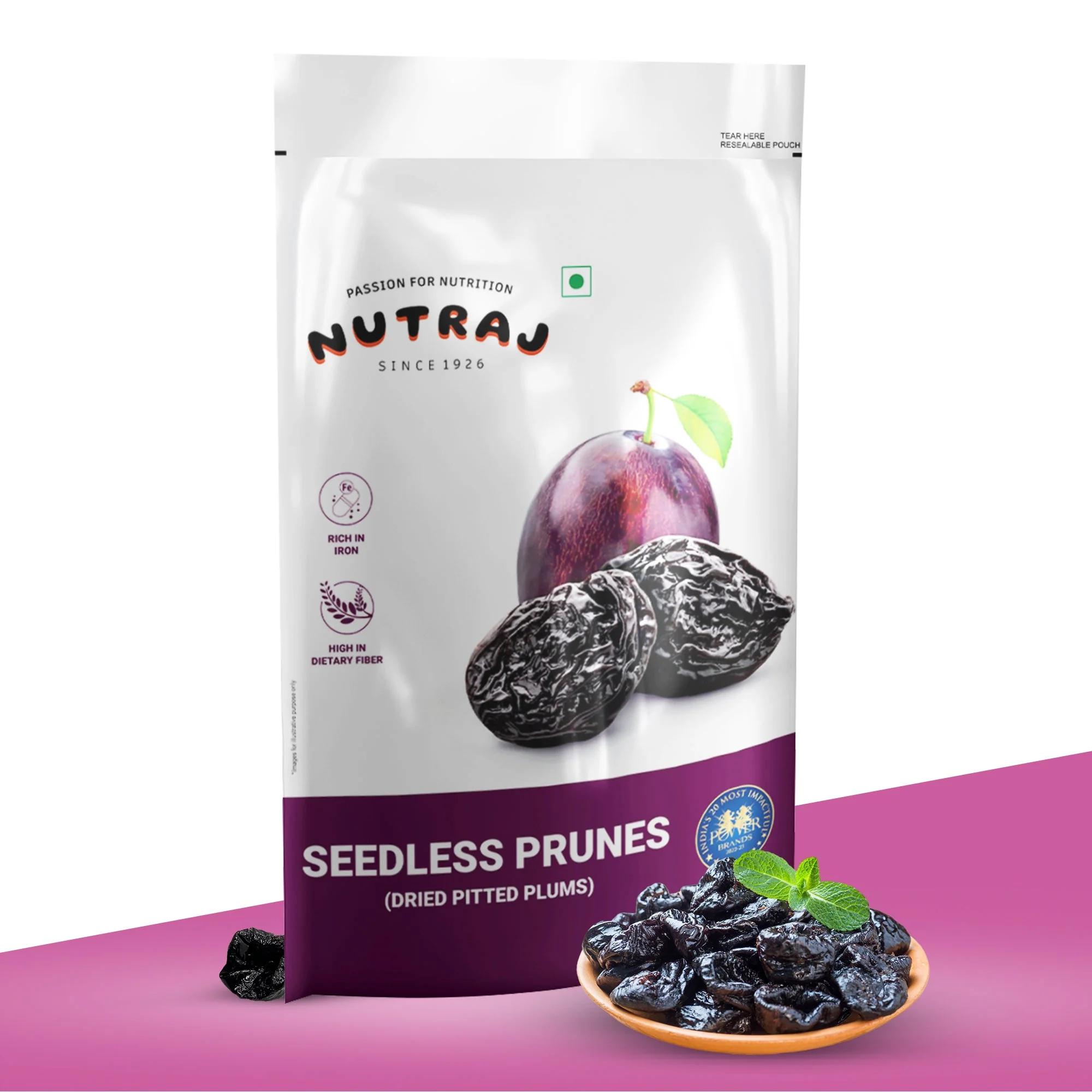 Nutraj Dried Pitted Prunes (Dried Seedless Plums) 200gm - Image 3