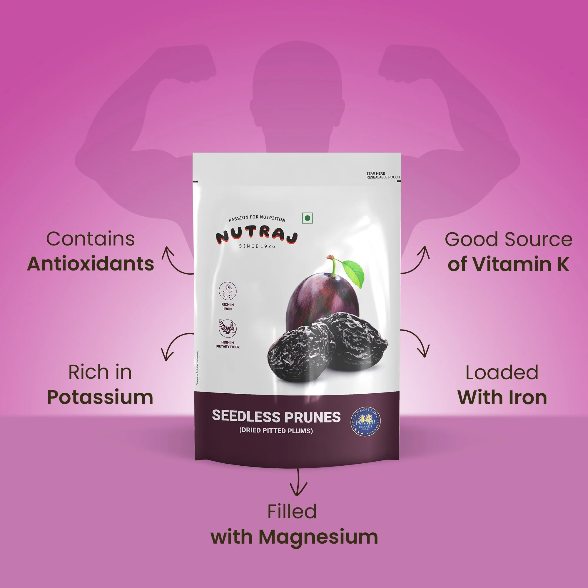 Nutraj Dried Pitted Prunes (Dried Seedless Plums) 200gm - Image 5