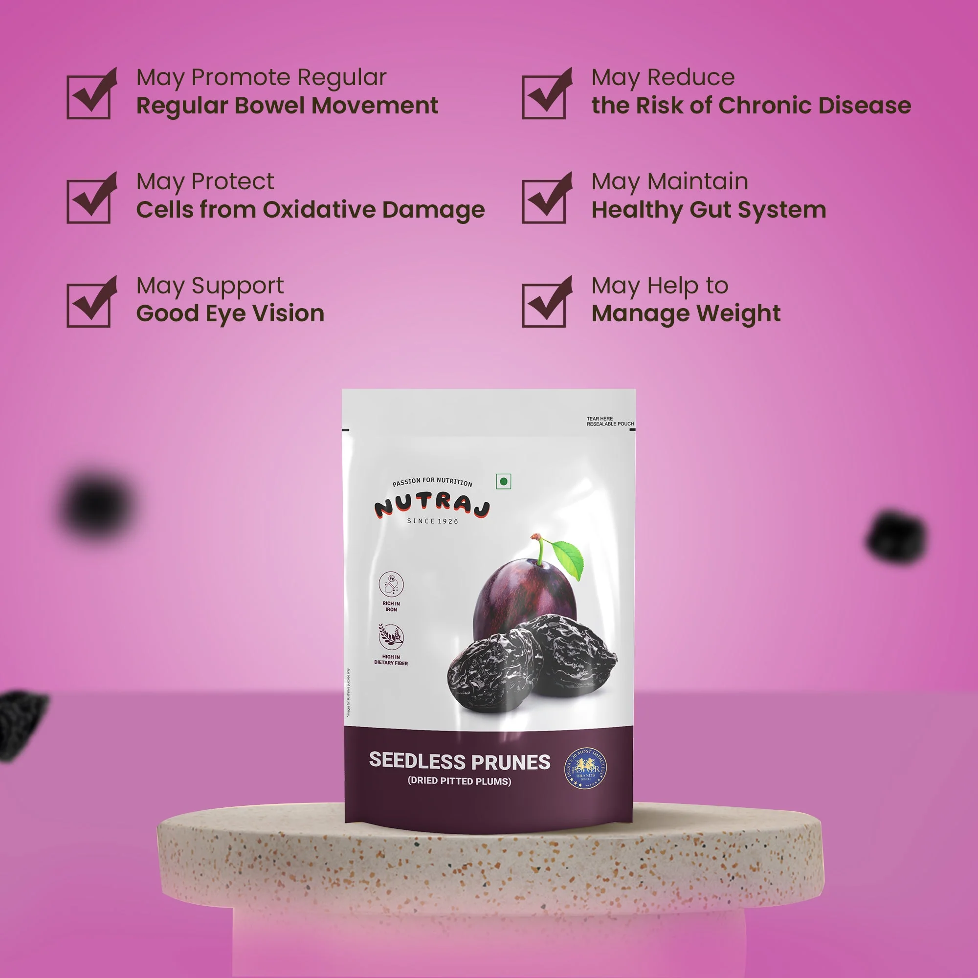Nutraj Dried Pitted Prunes (Dried Seedless Plums) 200gm - Image 6