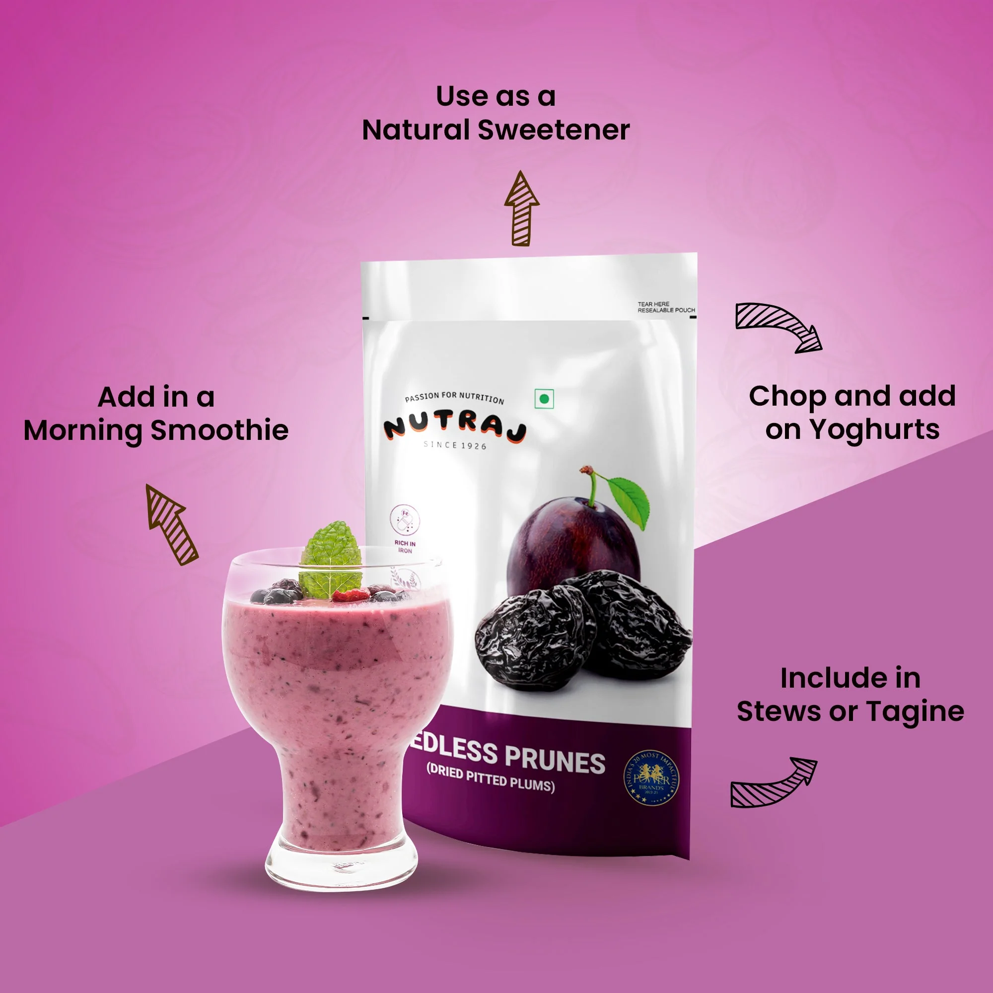 Nutraj Dried Pitted Prunes (Dried Seedless Plums) 200gm - Image 7