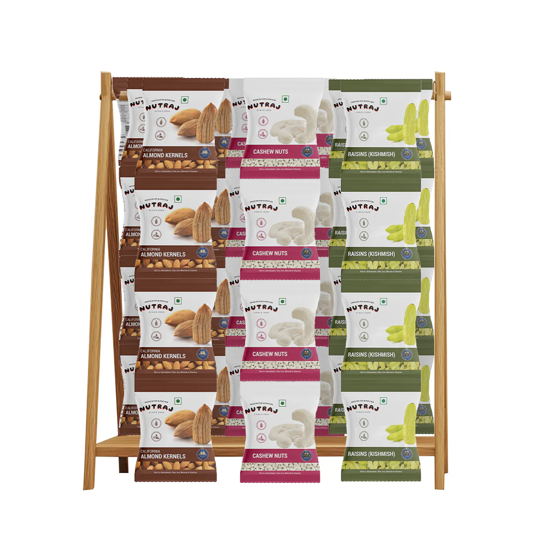 Nutraj Dry Fruit Ladi Packs (Almond, Cashew, Raisin) (Each Pack 15g x 10) 3 Ladi β 450gm