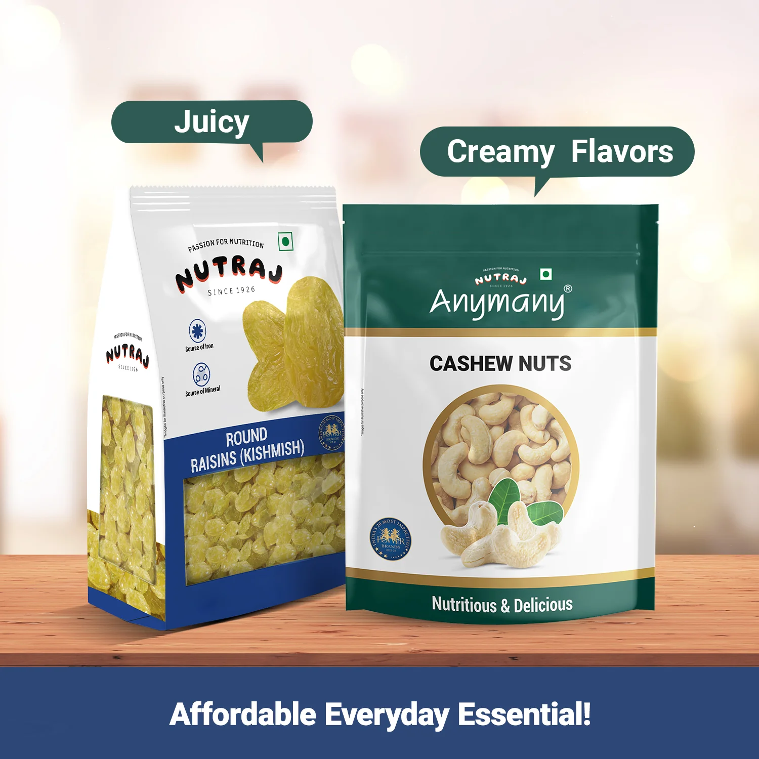 Nutraj Dry Fruits Combo 1 Kg - Cashews and Round Raisins 500g each - Image 2