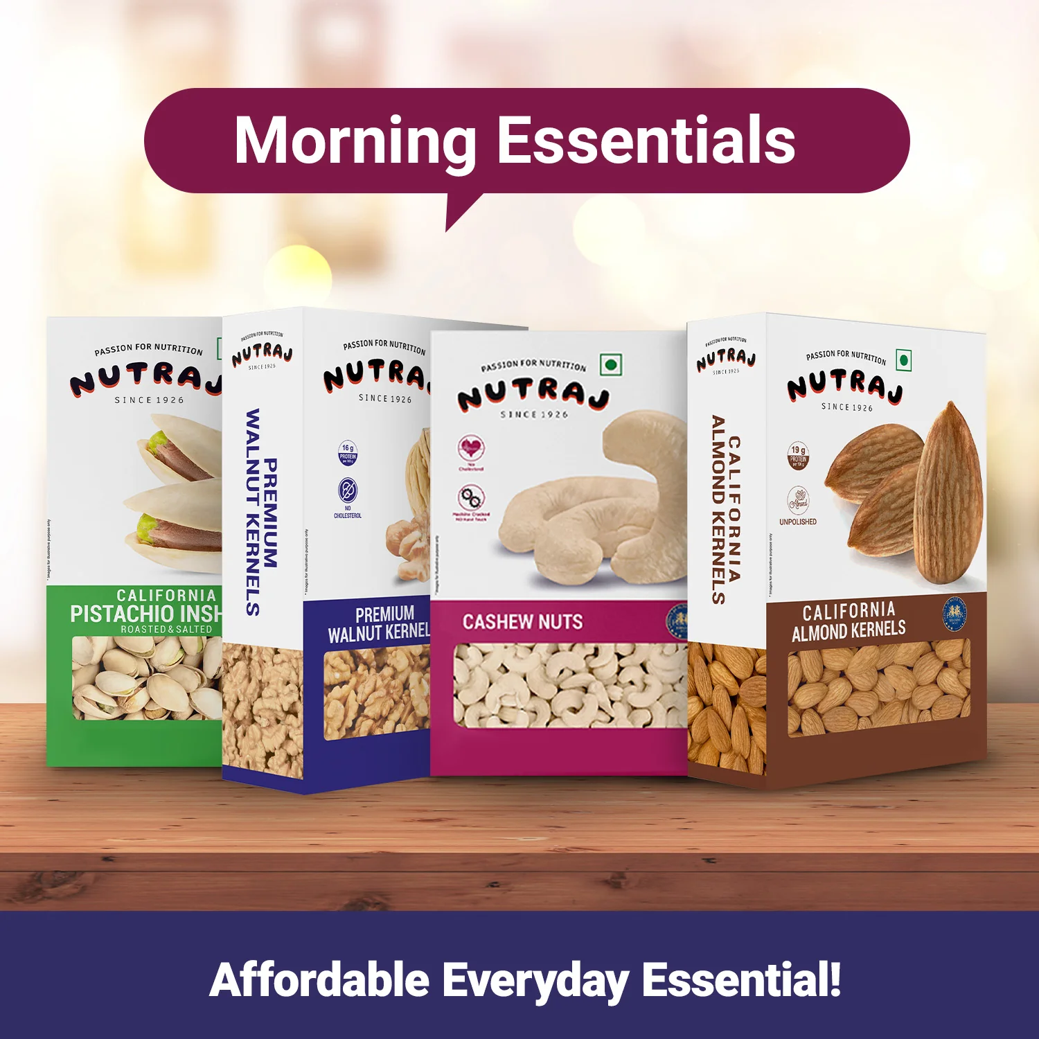 Nutraj Dry Fruits Combo 800g β Almonds, Cashews, Roasted Pista & Walnut Kernels (200g Each) - Image 2