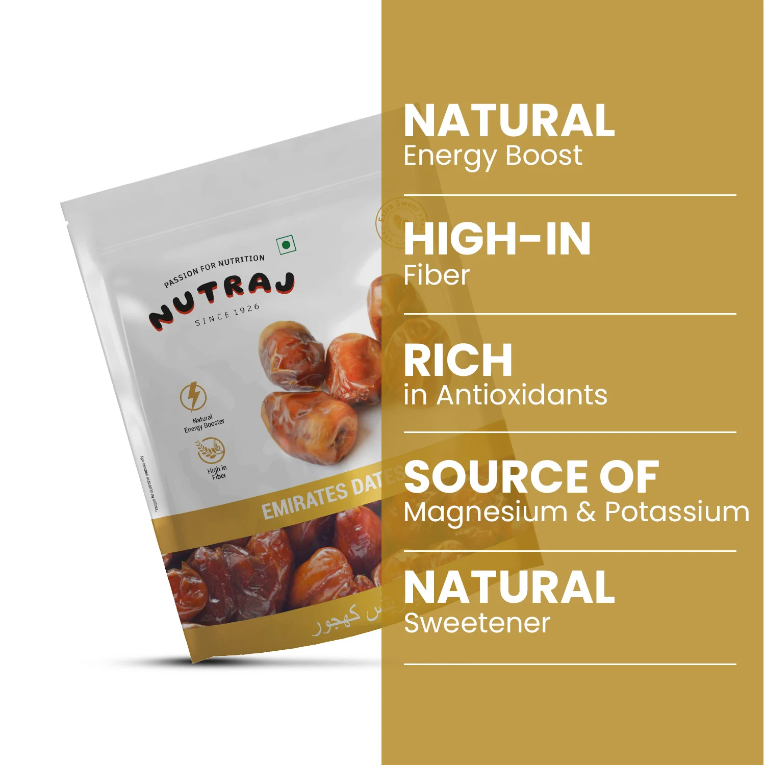 Nutraj Emirate Dates 500g Pouch | Khajoor | Khajur - Image 4