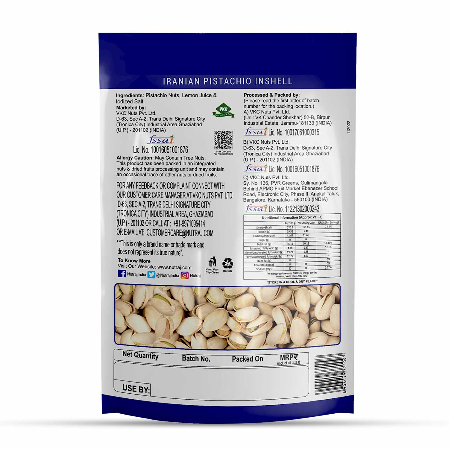 Nutraj Iranian Roasted and Salted Pistachios 250g - Image 3