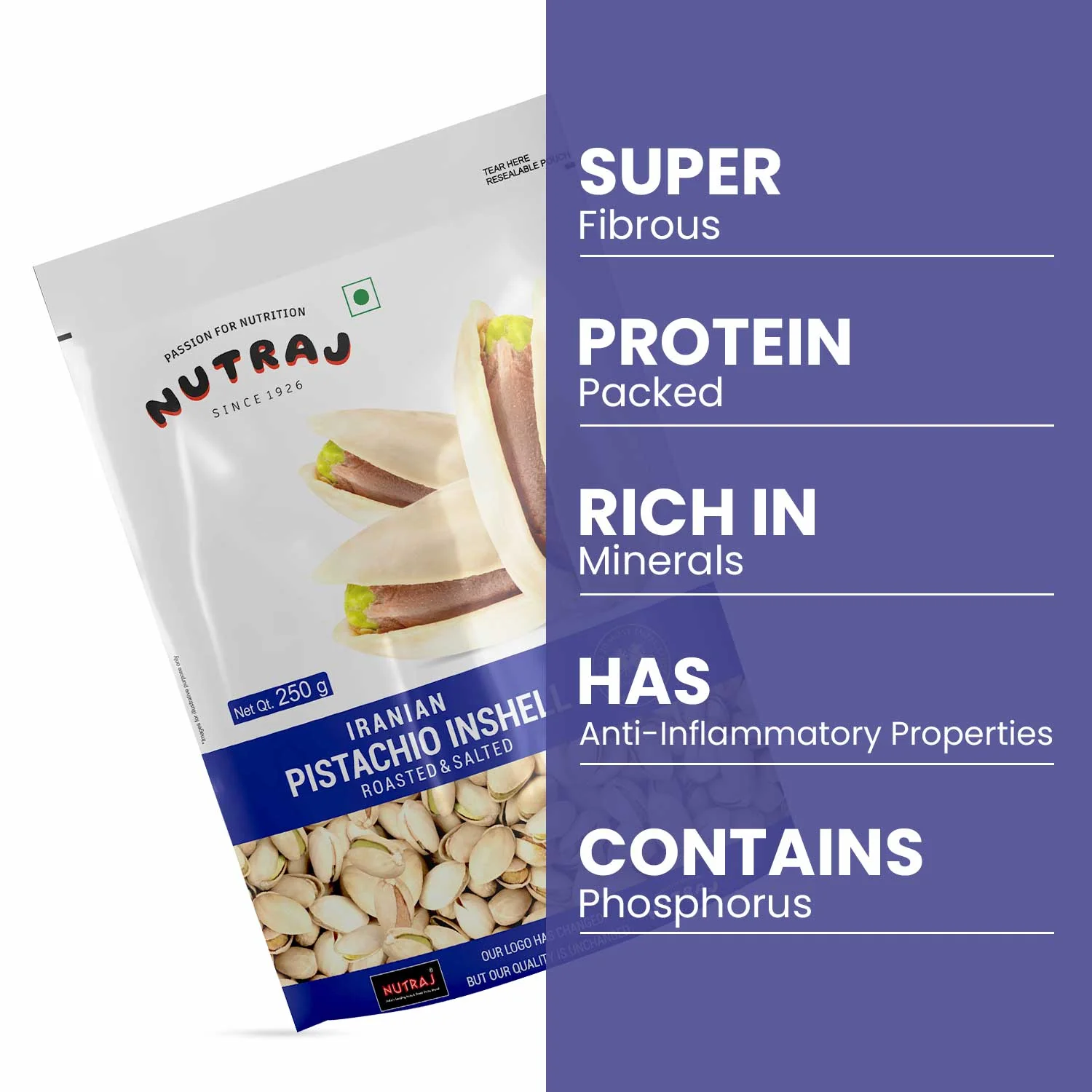 Nutraj Iranian Roasted and Salted Pistachios 250g - Image 4