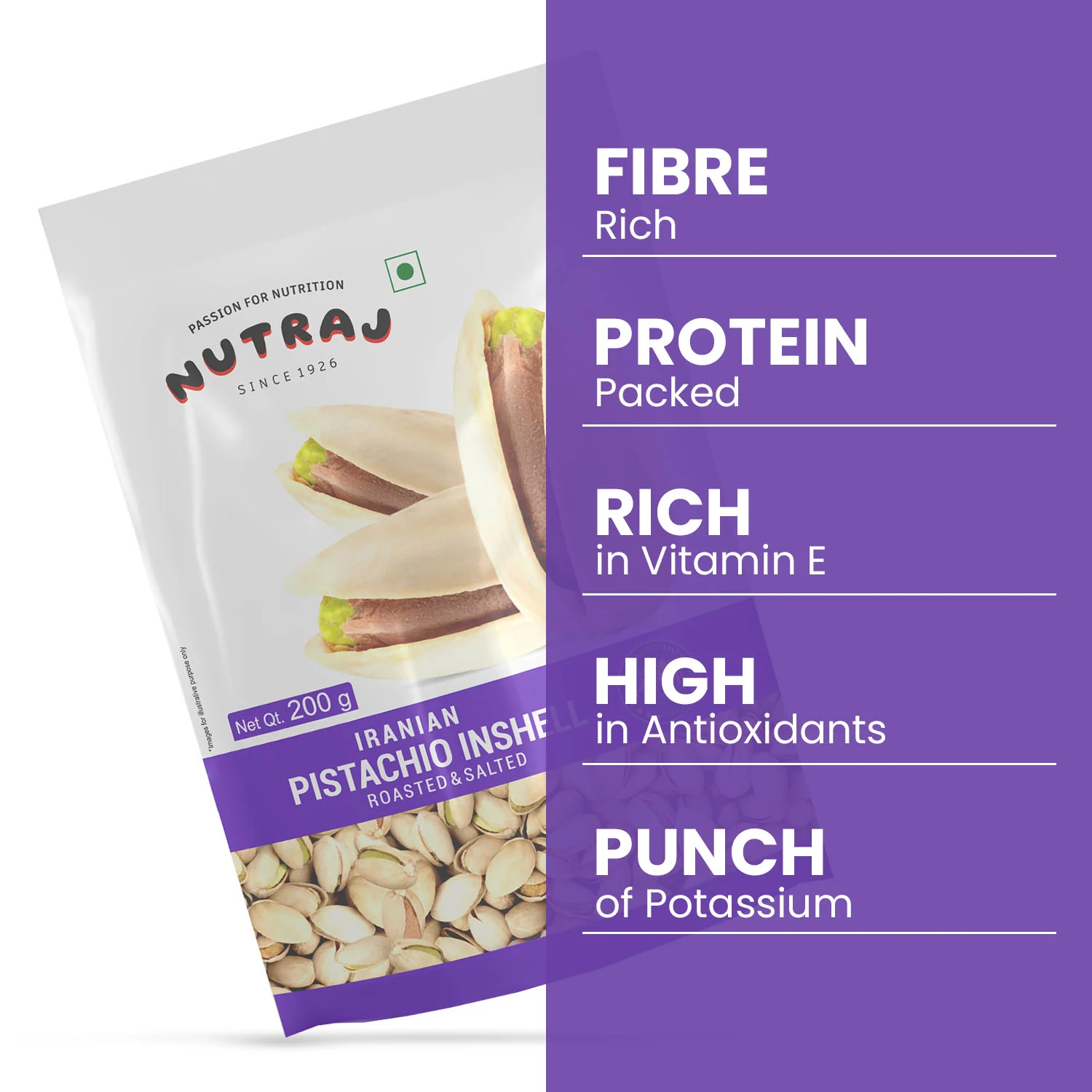Nutraj Iranian Roasted & Salted Pistachios Inshell (Pista) 200gm - Image 4