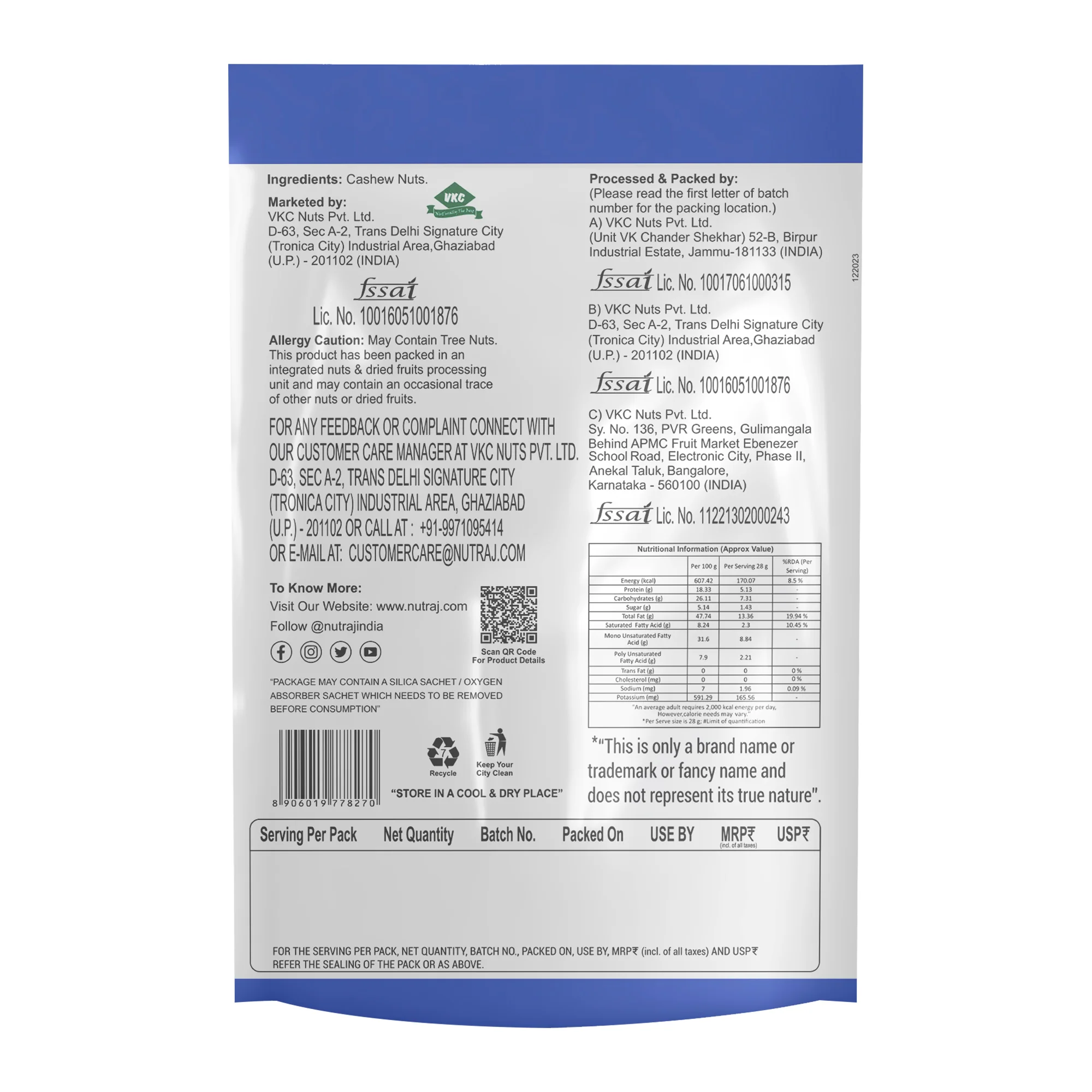 Nutraj Premium Cashew Nuts 200gm (W320) - Image 3