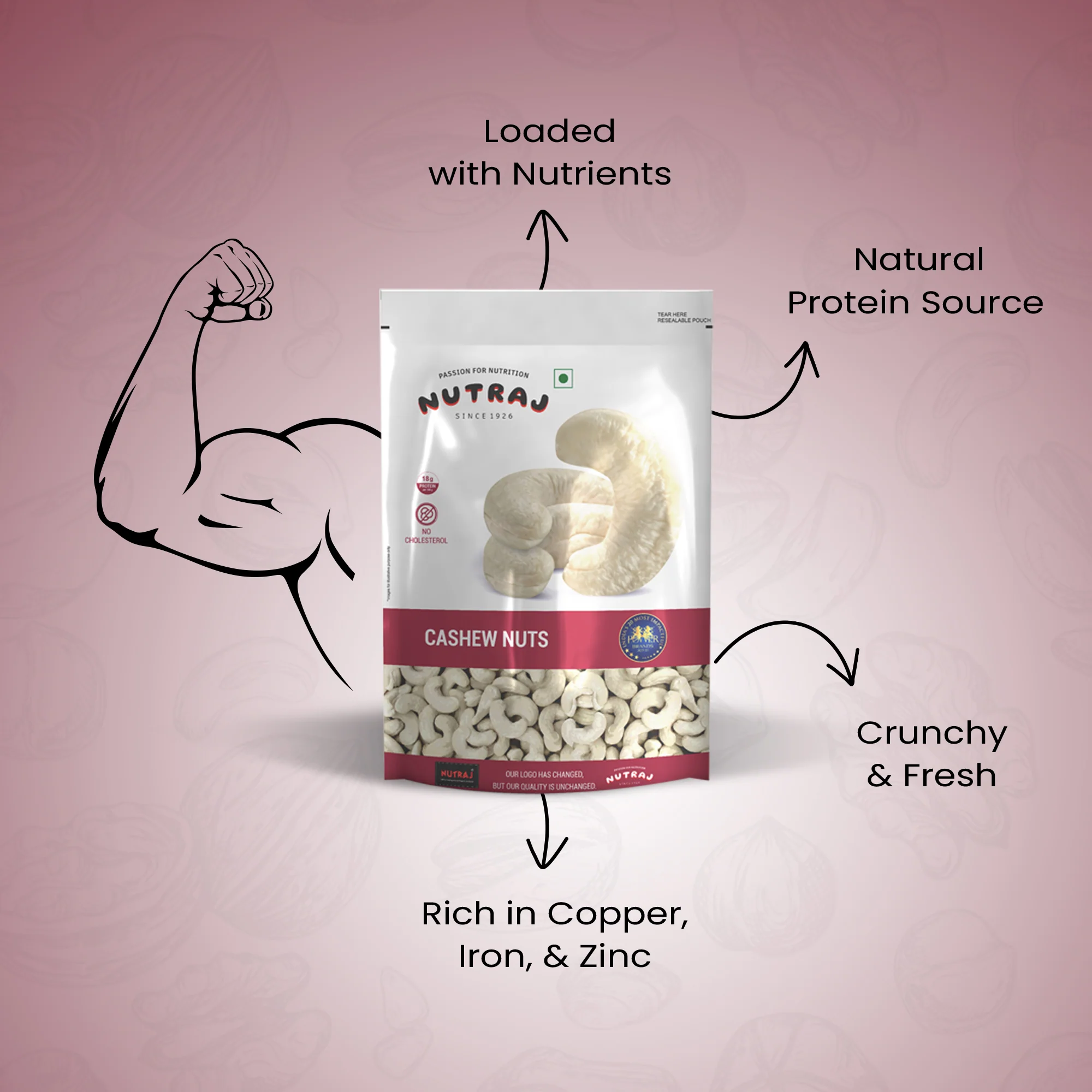 Nutraj Premium Cashew Nuts 250gm (W320) - Image 5