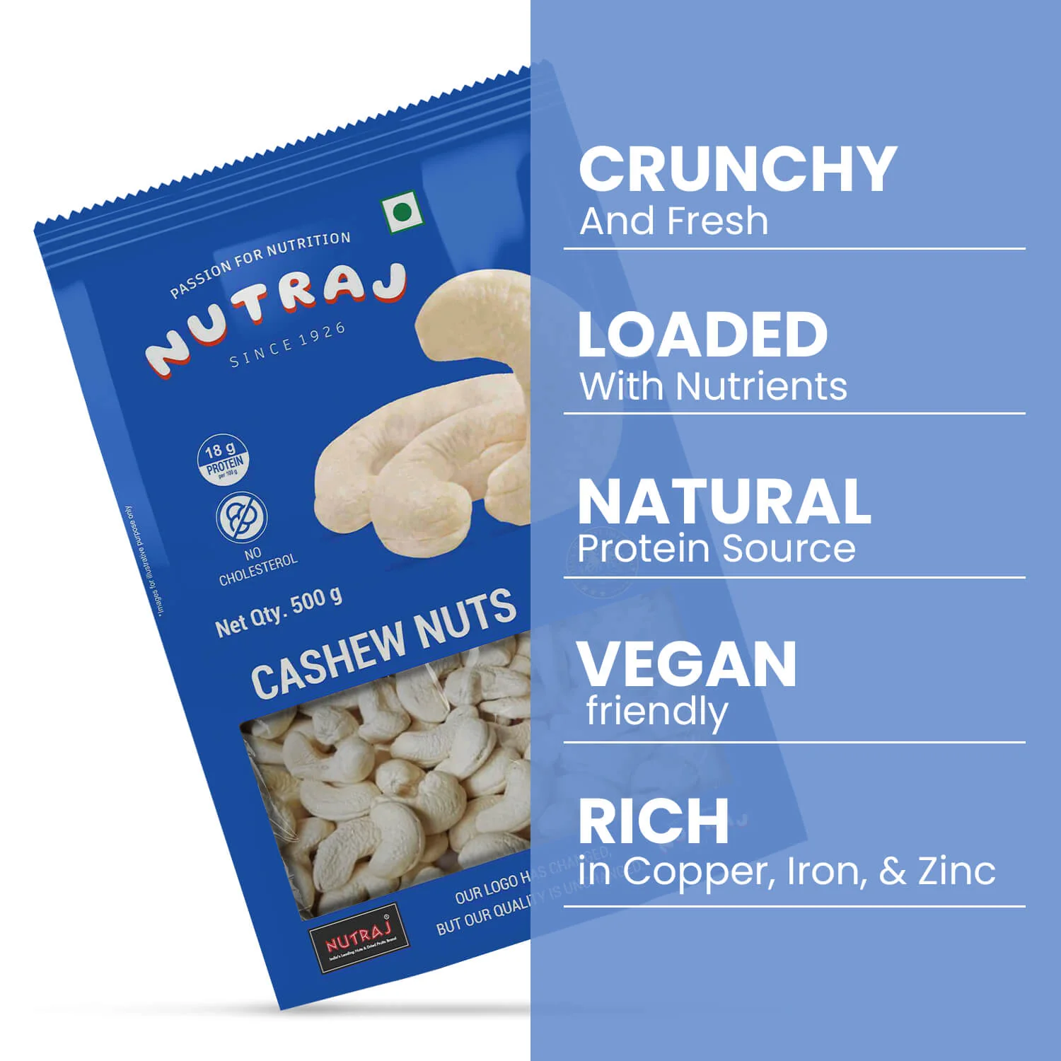 Nutraj Premium Cashew Nuts 500gm (W320) - Image 4