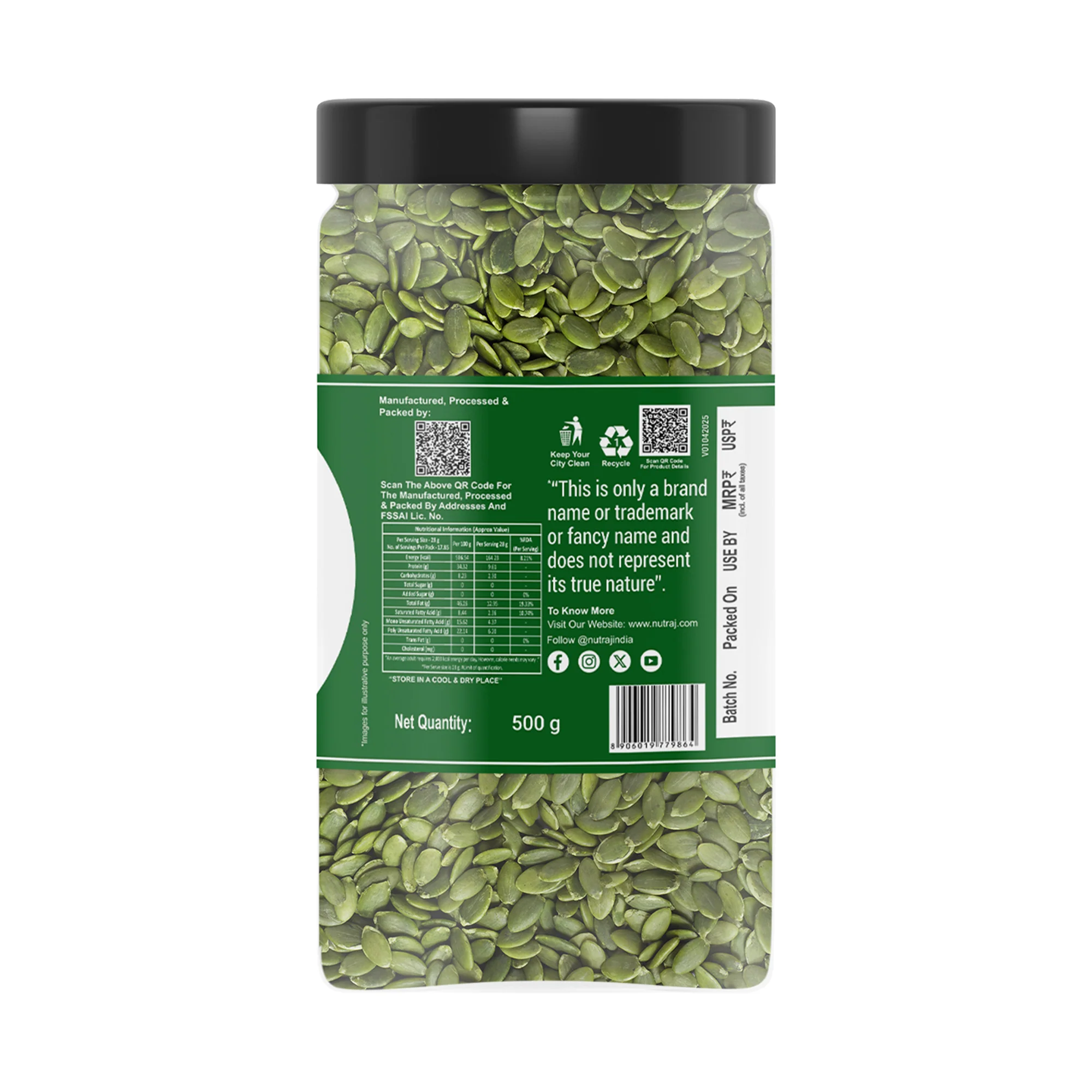 Nutraj Pumpkin seeds 500g Jar - Image 8