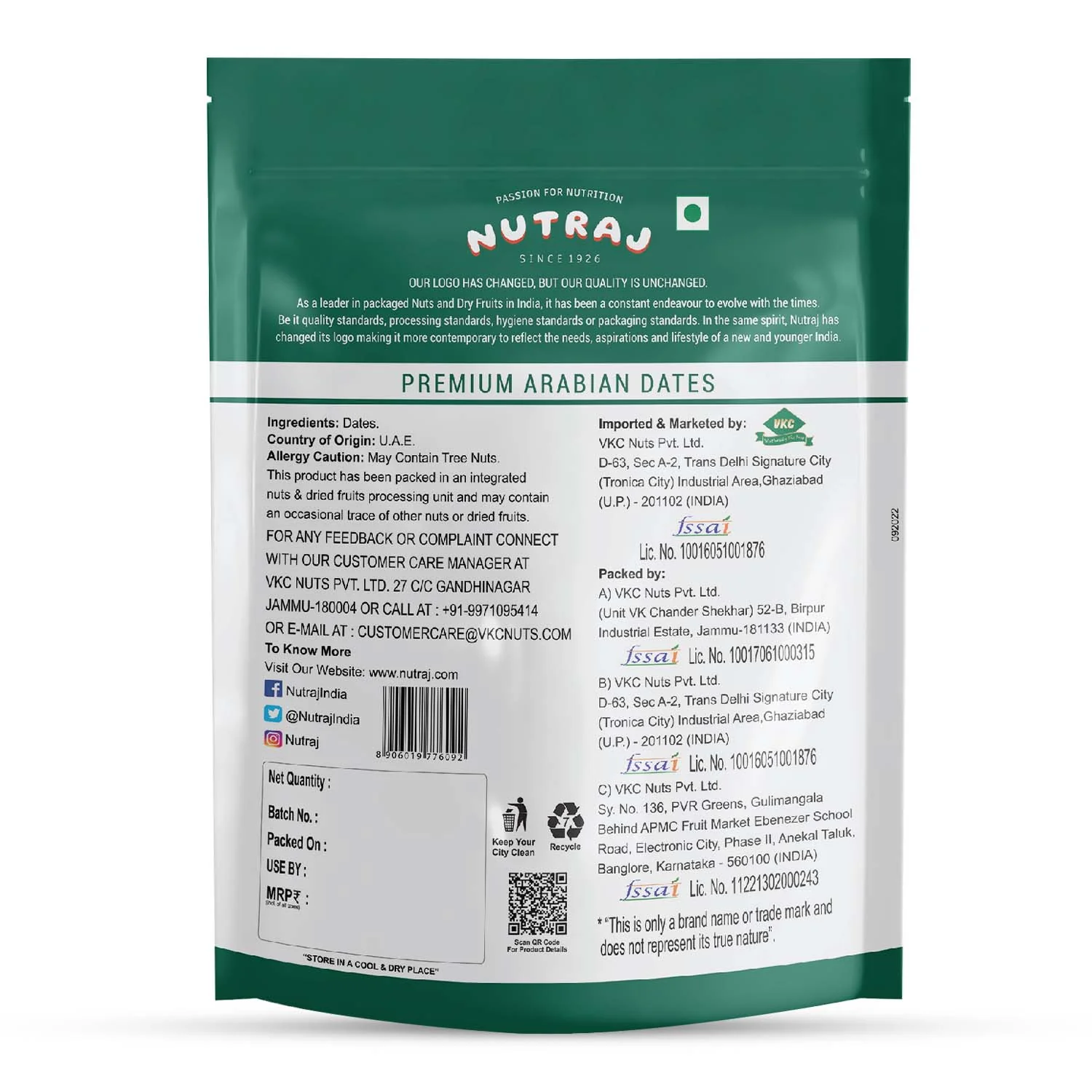 Nutraj Bliss Trio Combo 1.5kg (500g Almonds, 500g Cashews & 500g Arabian Dates) - Image 3
