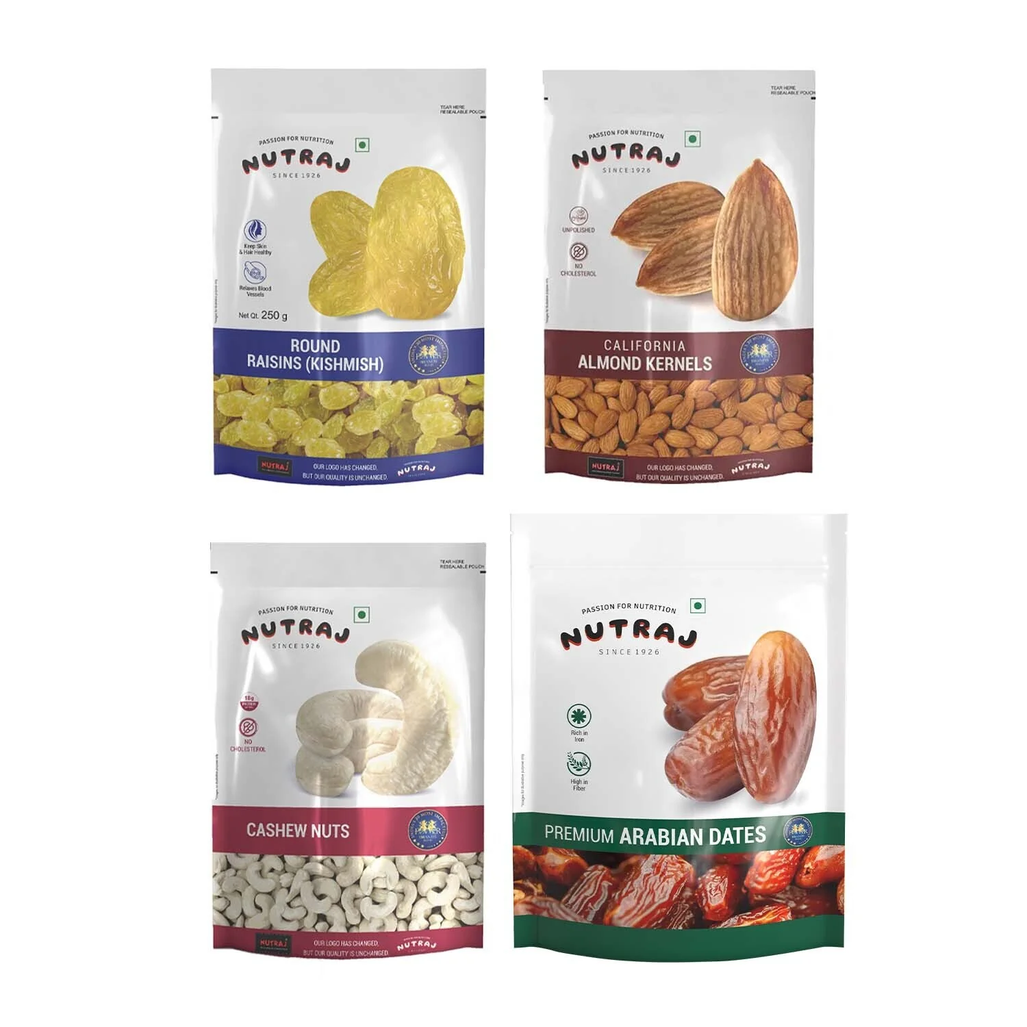 Nutraj Nut & Fruit Mix 1.25kg Combo (250g Almonds, 250g Cashews, 250g Raisins & 500g Arabian Dates)