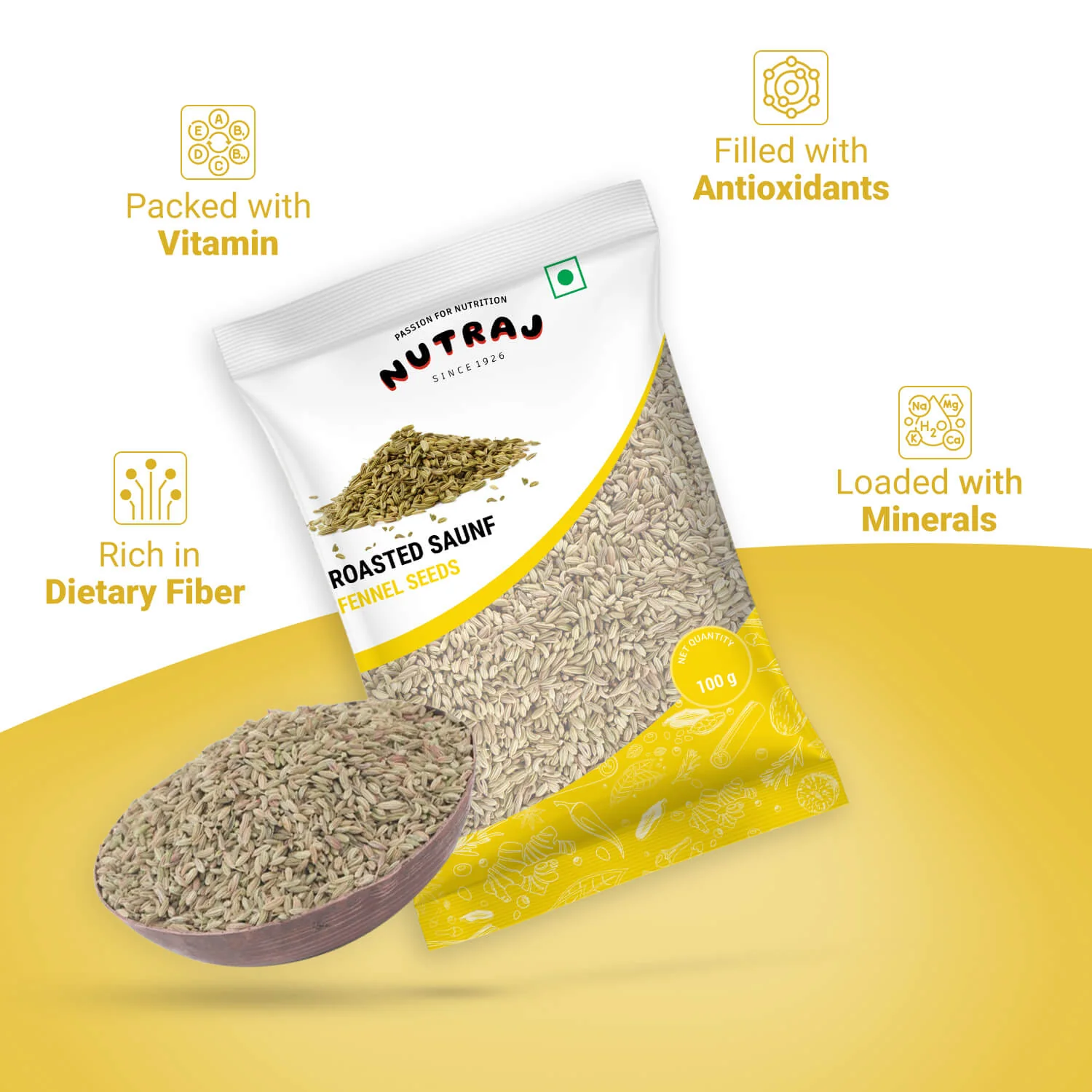 Nutraj Roasted Fennel Seeds (Roasted Saunf) 100gm - Image 4