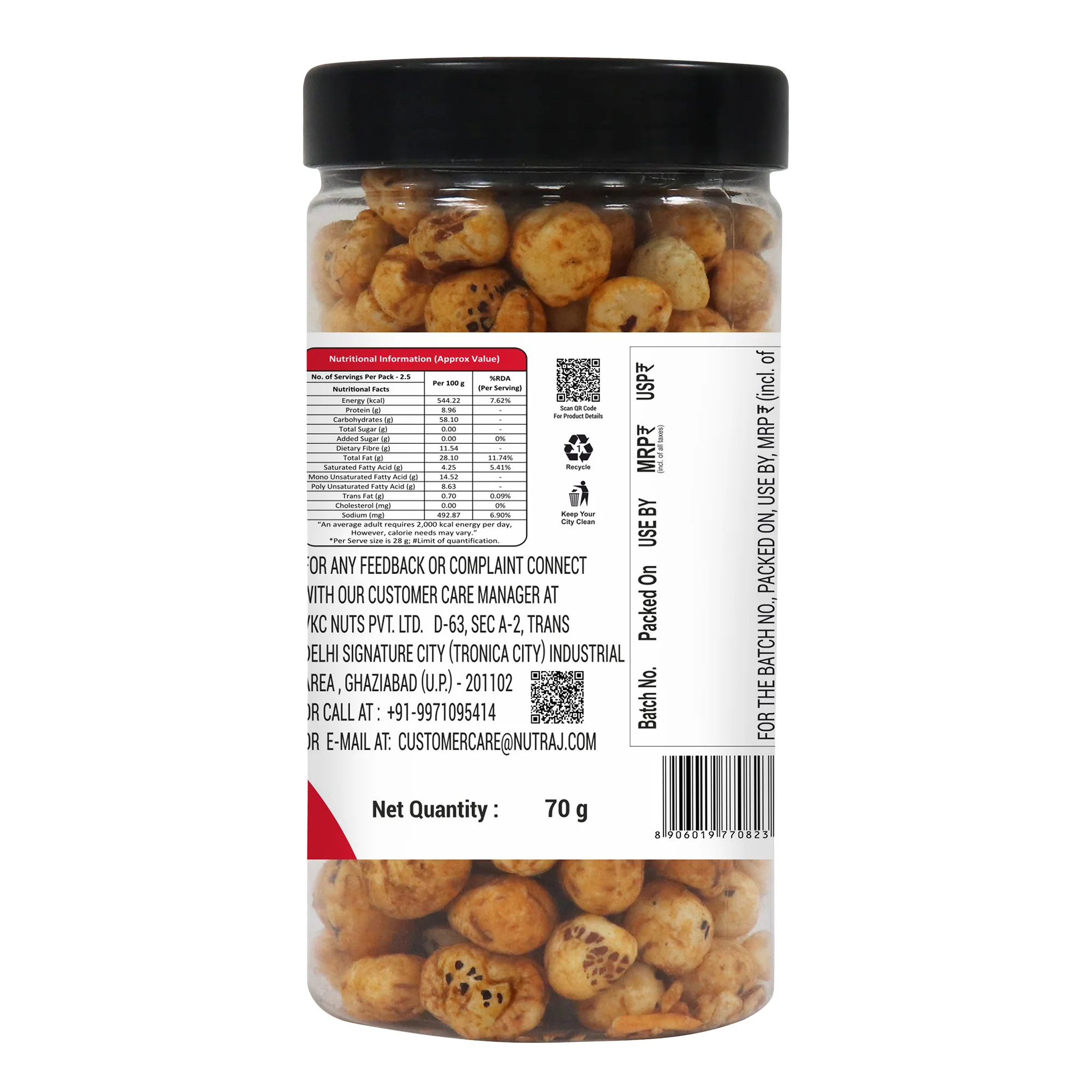 Nutraj Snackrite Makhana Peri Peri 70g - Image 8