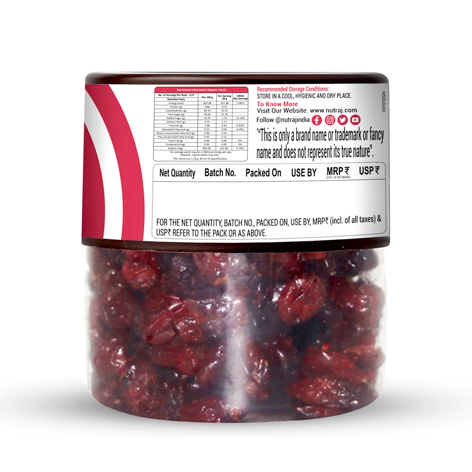 Nutraj Snackrite Masala Cranberry 100g Jar - Image 8