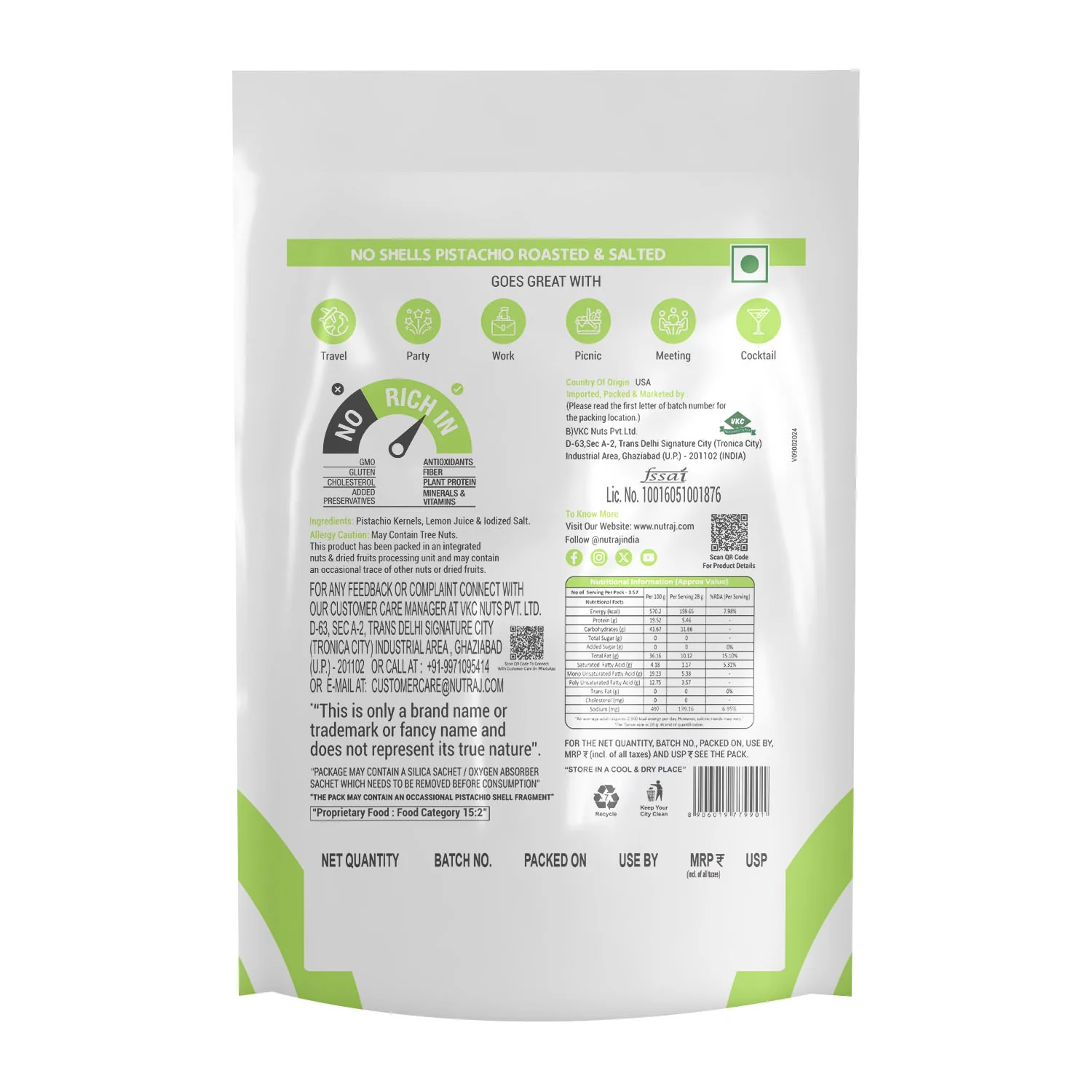 Nutraj Snackrite No Shell California Pistachio Kernels (Roasted & Salted) 100g - Image 6