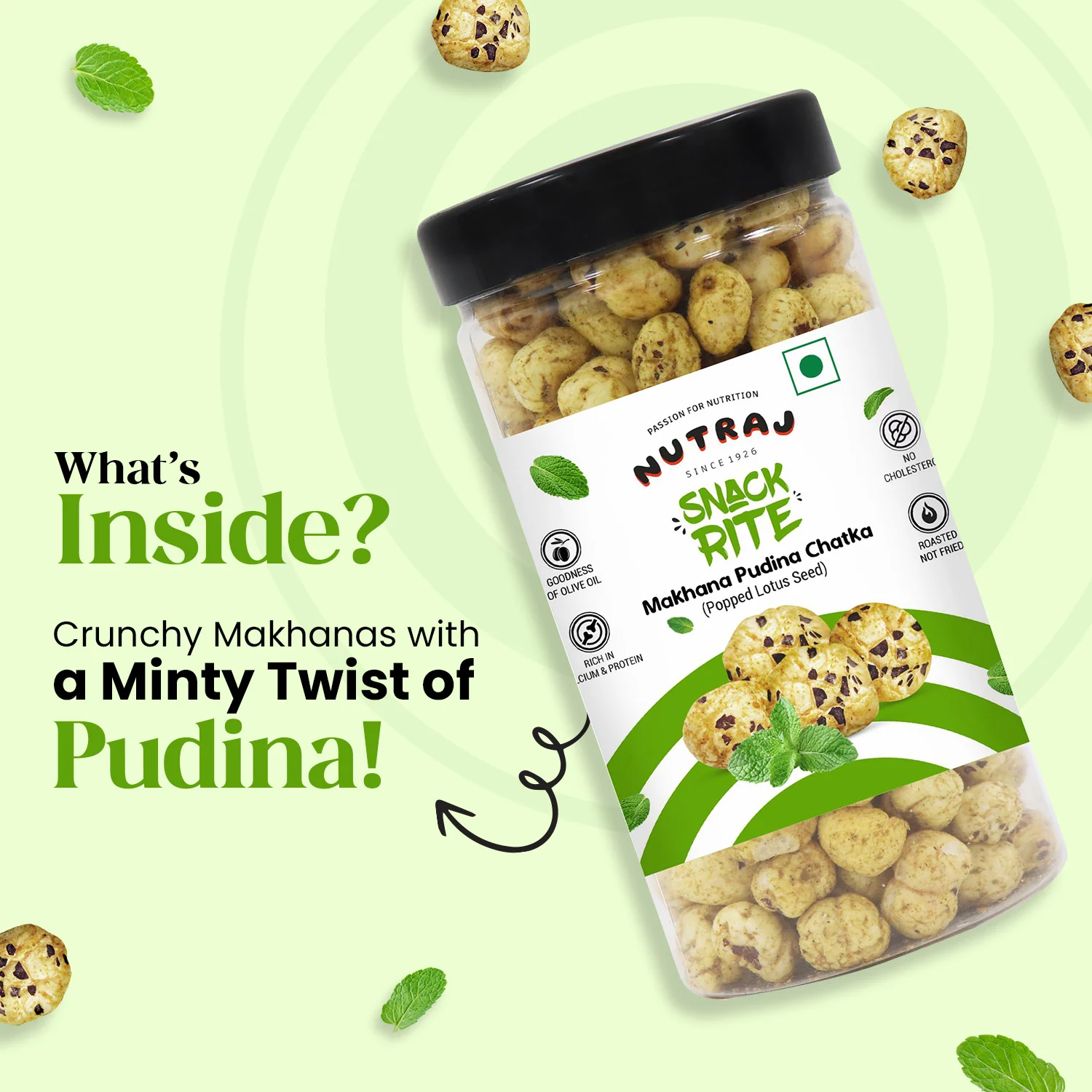 Nutraj Snackrite Roasted Makhana Pudina Chatka 70g - Image 3