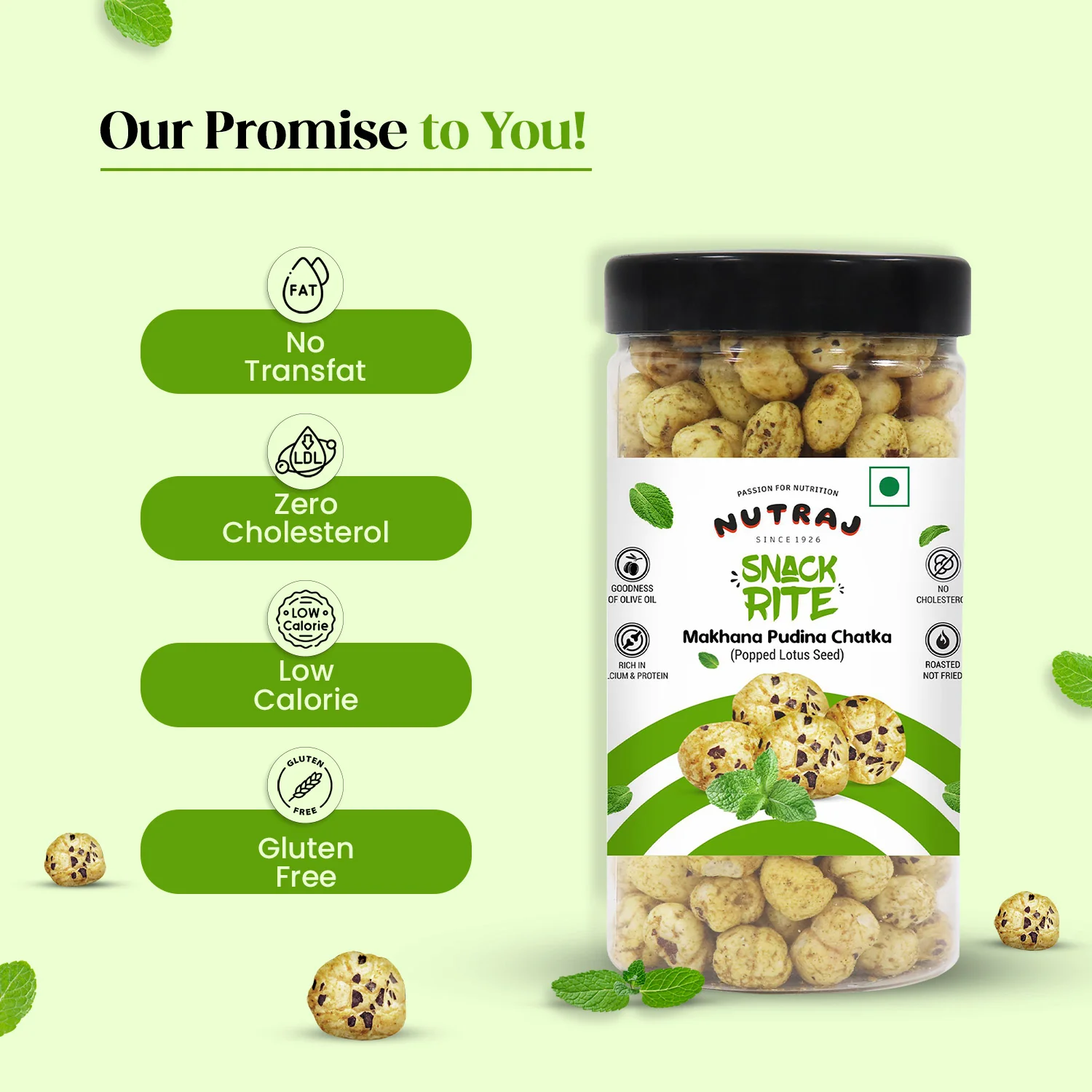 Nutraj Snackrite Roasted Makhana Pudina Chatka 70g - Image 4