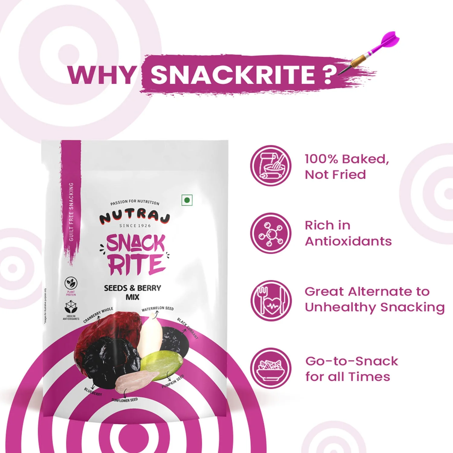 Nutraj Snackrite Seeds & Berry Mix 150gm - Image 4