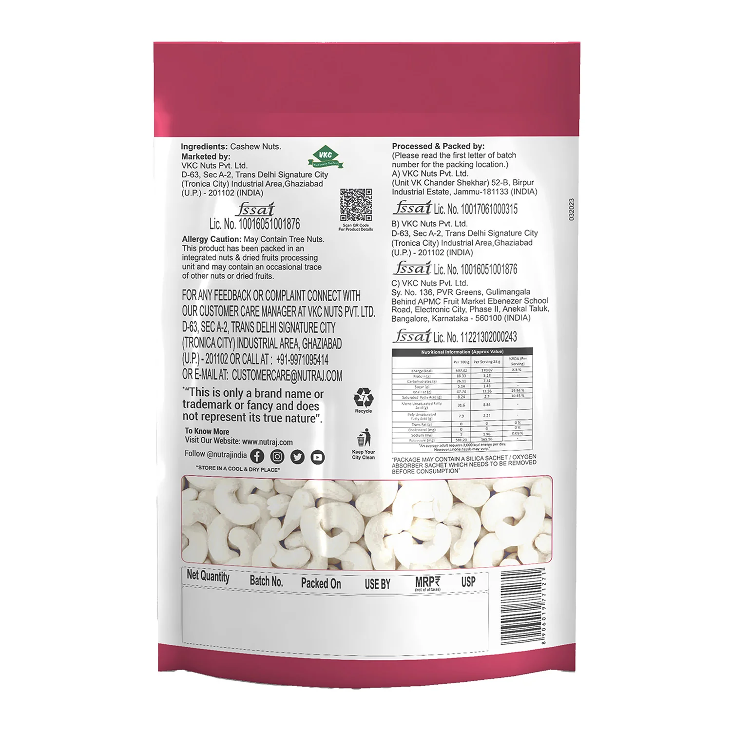 Nutraj Special Premium Cashews (W320) 250g - Image 3