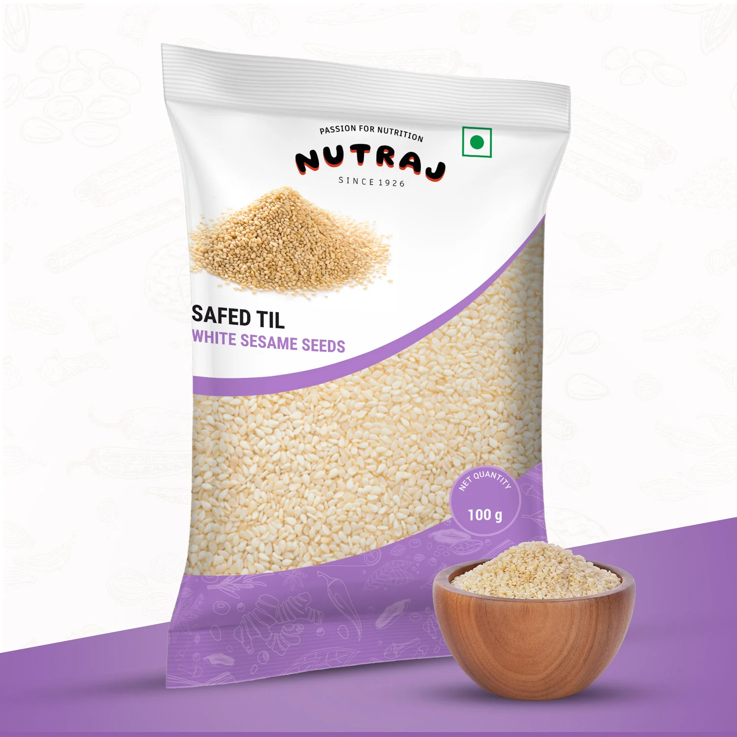 Nutraj White Sesame Seeds (Safed Til) 100g - Image 2