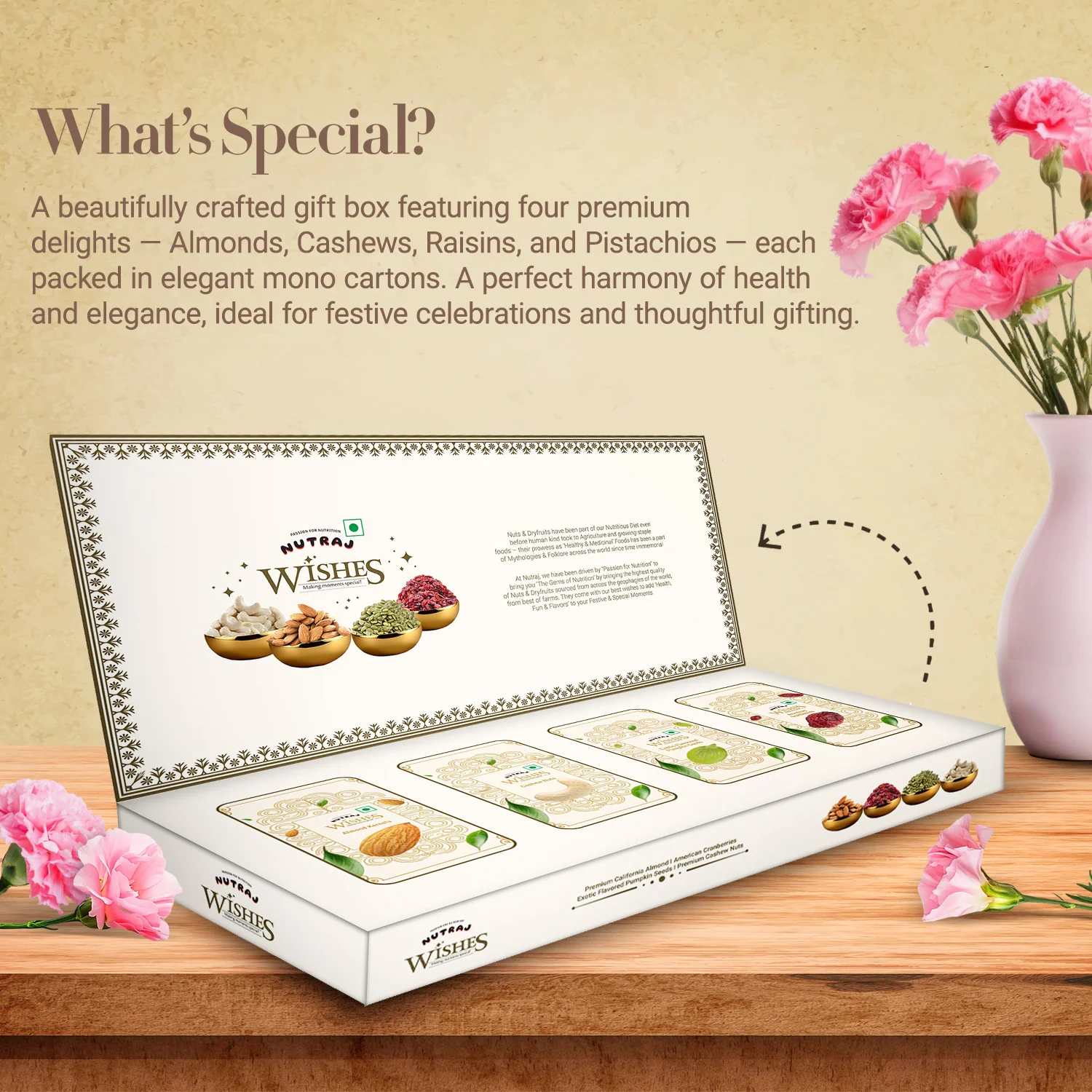 Nutraj Wishes Blooming Gold 400gm Diwali Gift Hamper | GB - 153 - Image 5