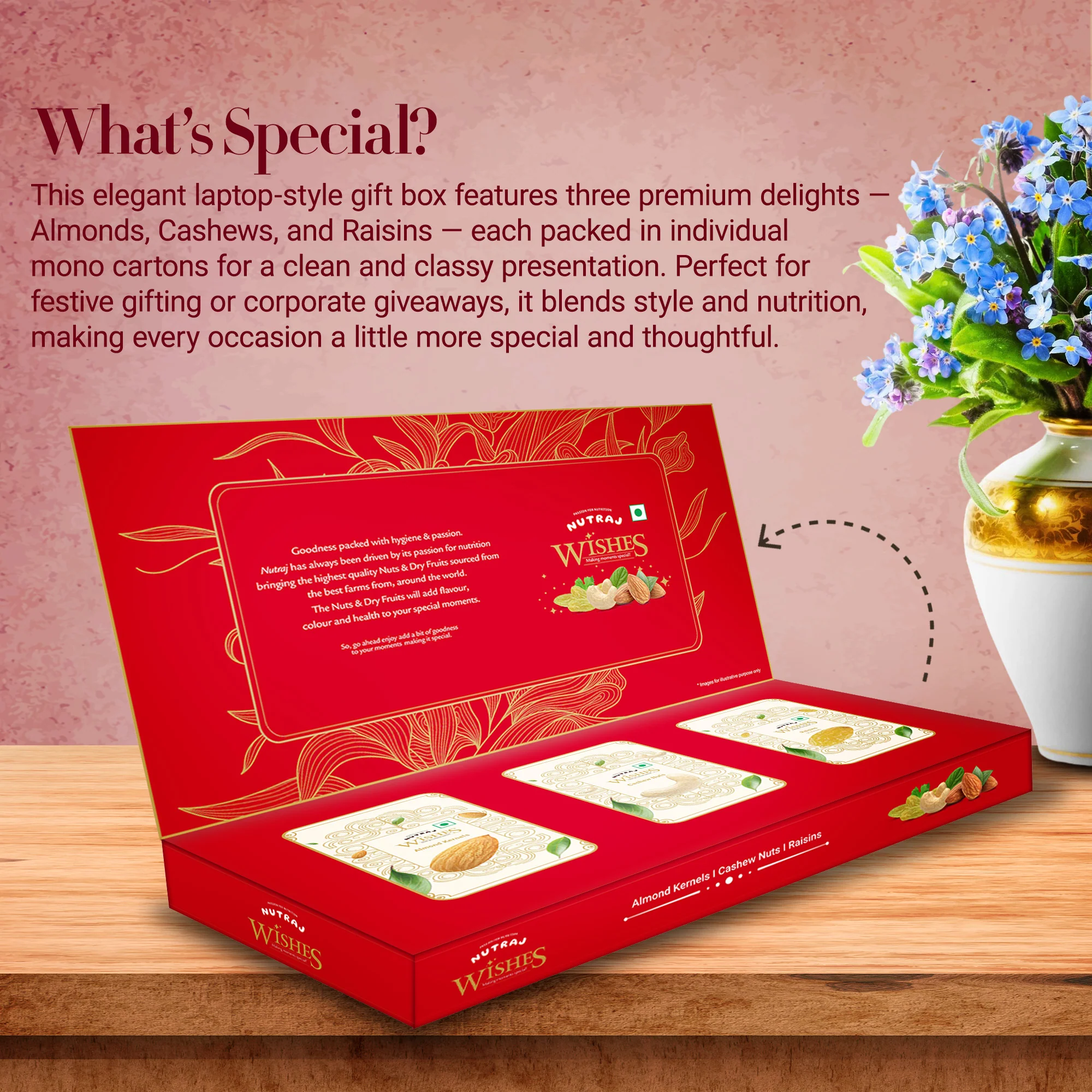 Nutraj Wishes Leafy Wispers 300g Diwali Gift Box | GB-152 - Image 3