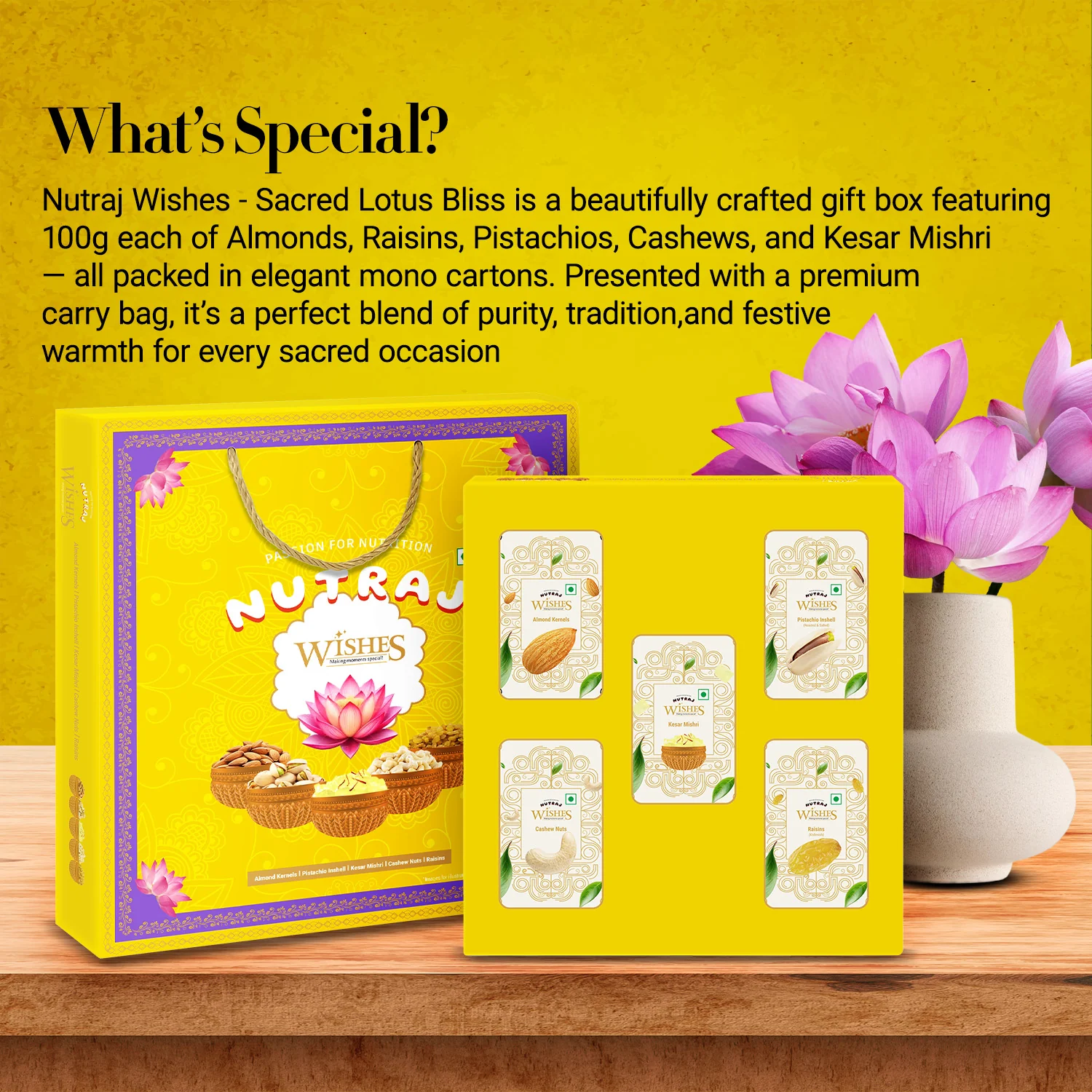Nutraj Wishes Scared Lotus Bliss Diwali Gift Box 500g GB-156 - Image 3