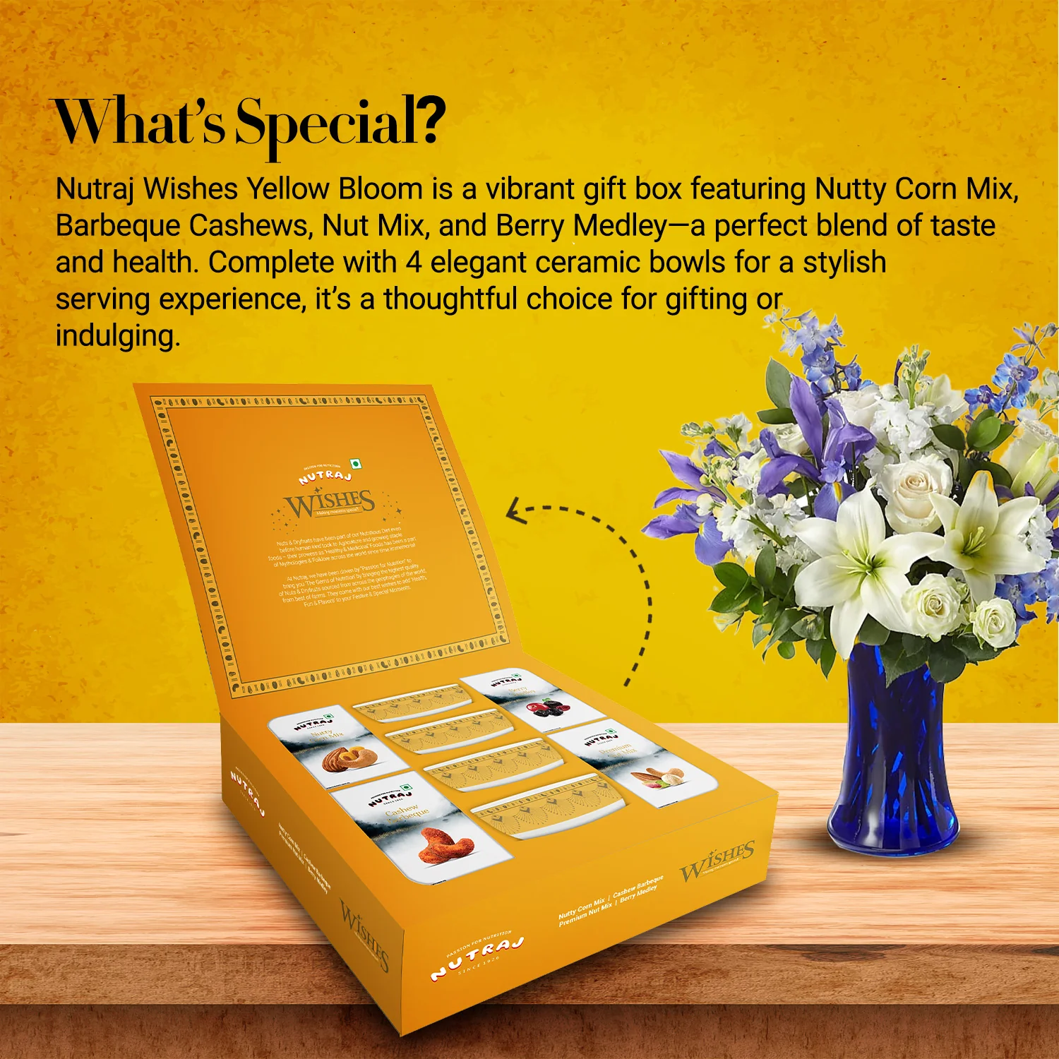 Nutraj Wishes Yellow Bloom 600g Diwali Gift Box | GB-92 - Image 5