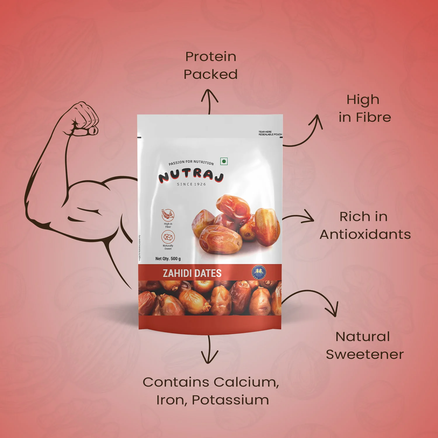 Nutraj Zahidi Dates 500gm (Khajur/Khajoor) - Image 5
