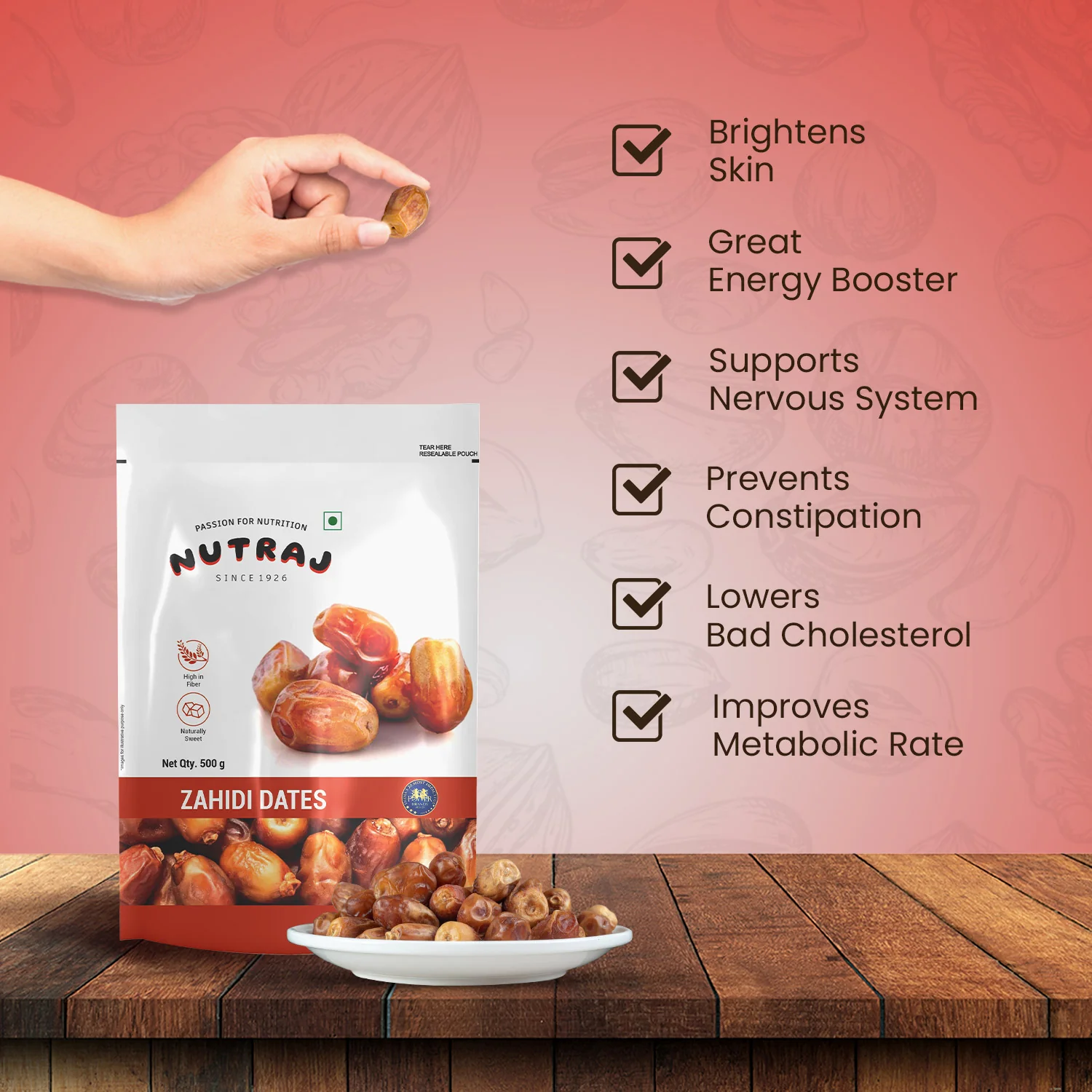Nutraj Zahidi Dates 500gm (Khajur/Khajoor) - Image 6