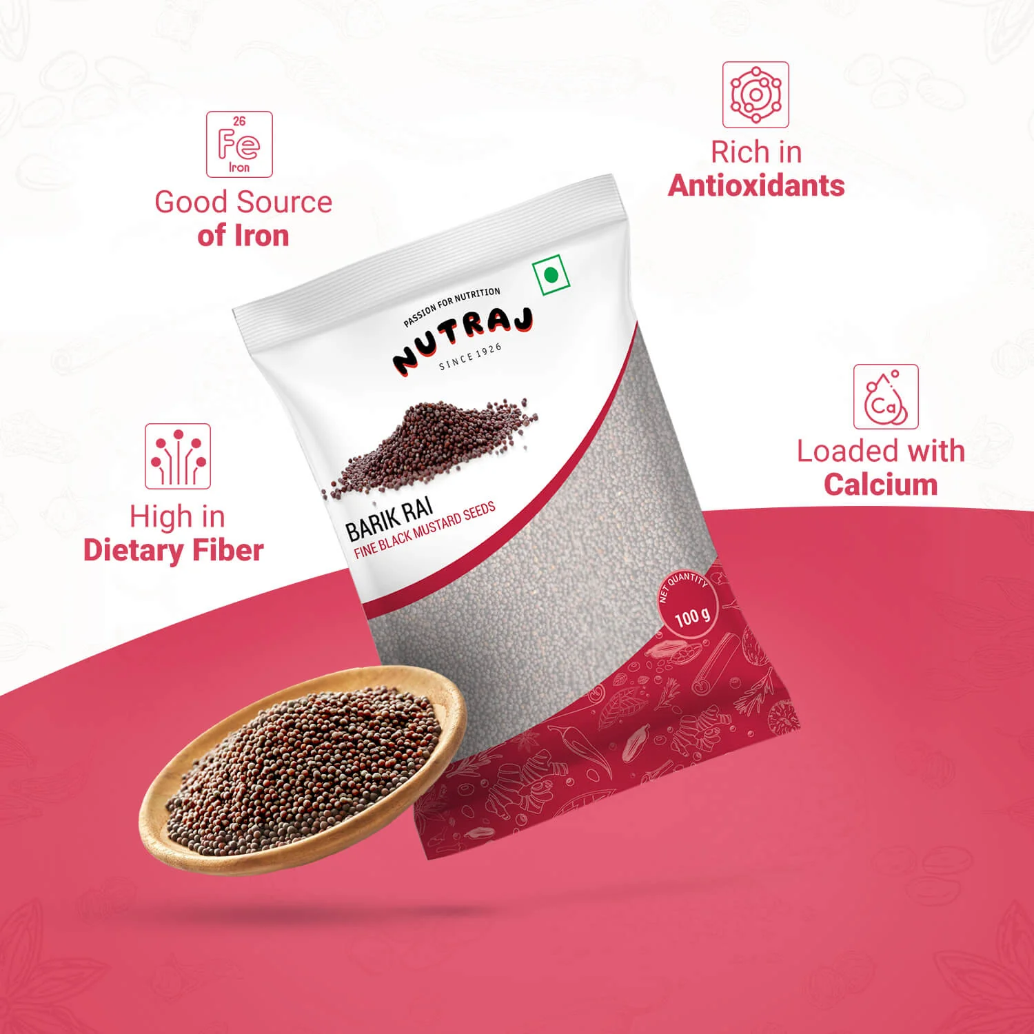 Nutraj Small Black Mustard Seeds (Barik Rai) 100gm - Image 3