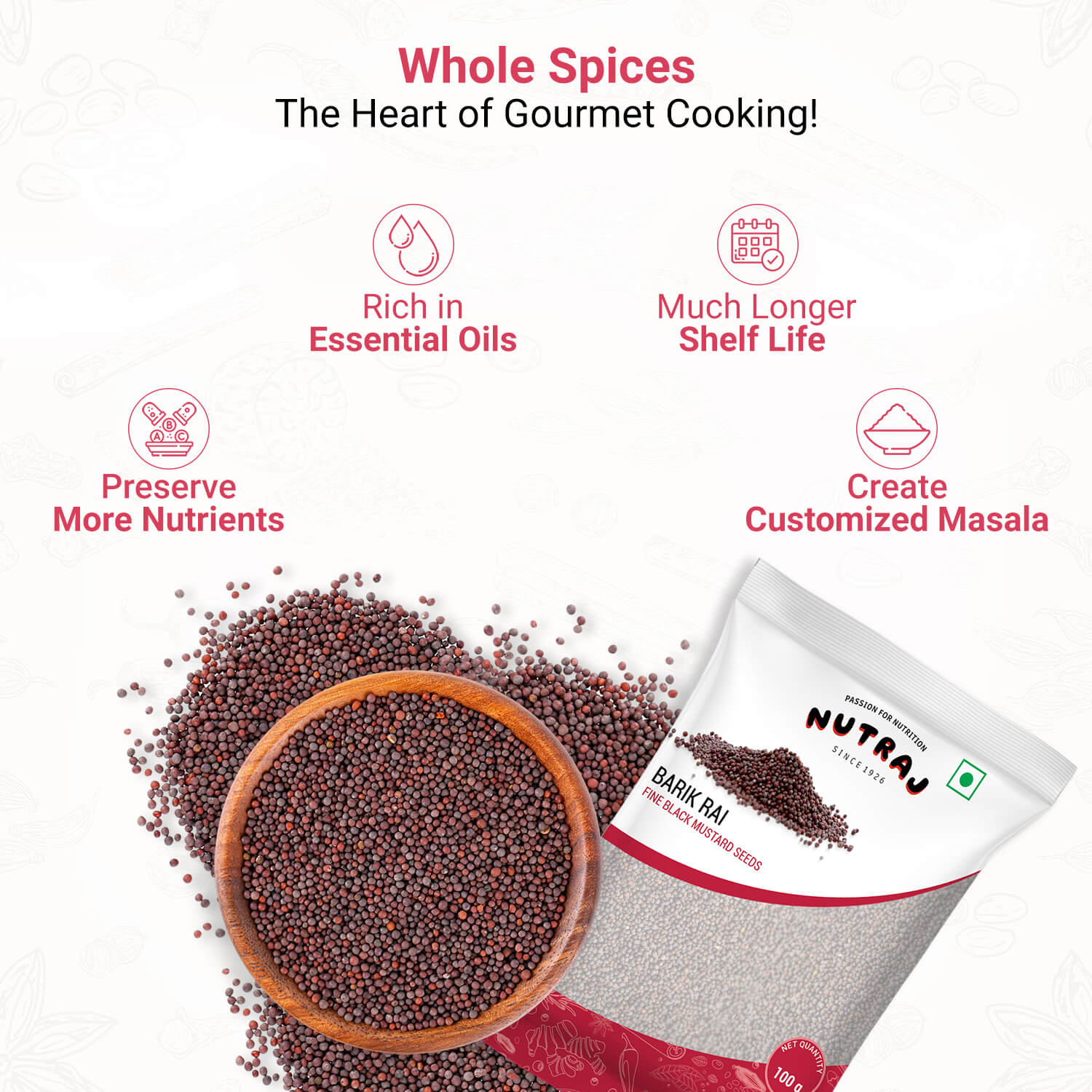Nutraj Small Black Mustard Seeds (Barik Rai) 100gm - Image 4