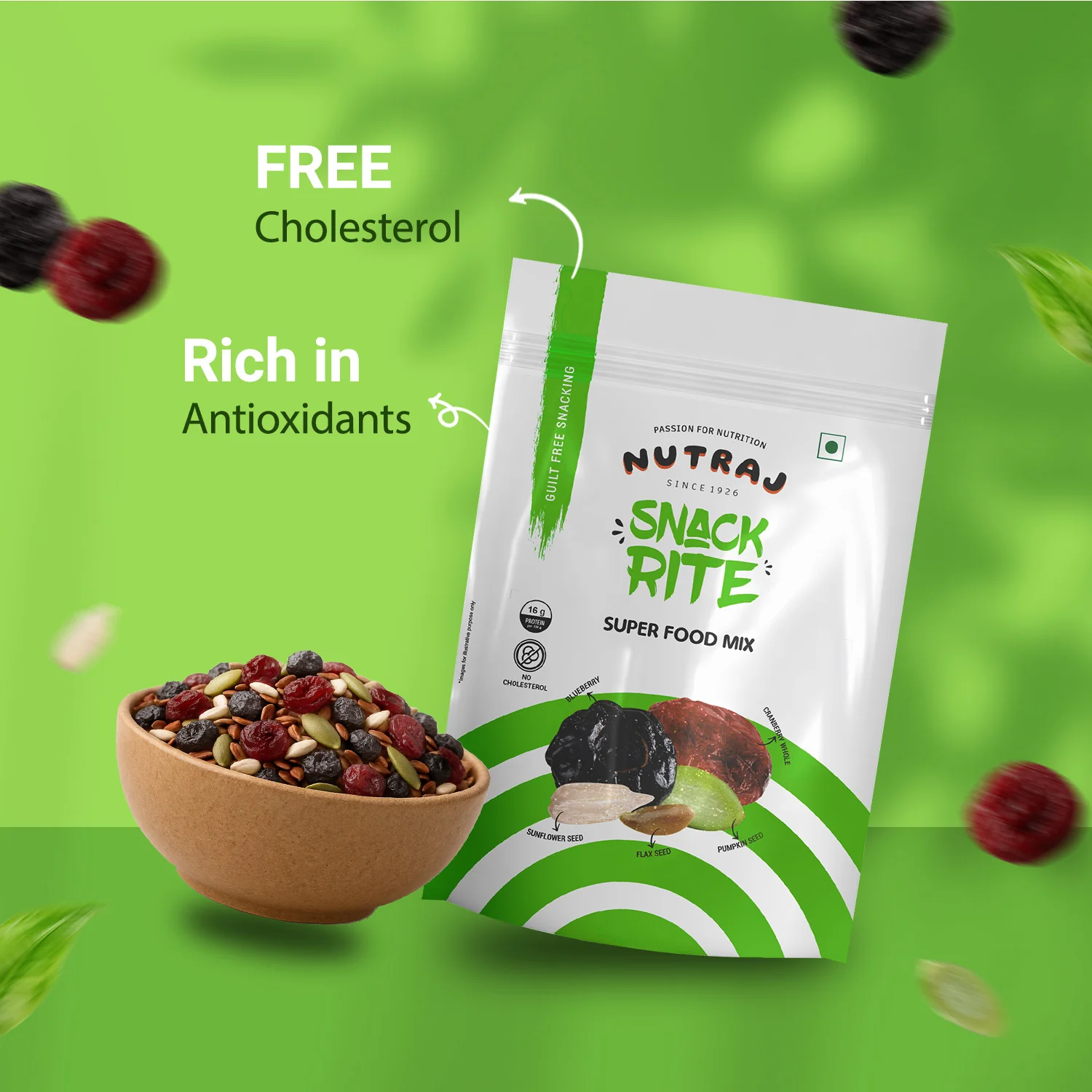 Nutraj Super Food Mix - American Cranberries, American Blueberry, Flax Seeds, Sunflower Seeds & Pumpkin Seeds 200gm - Image 4
